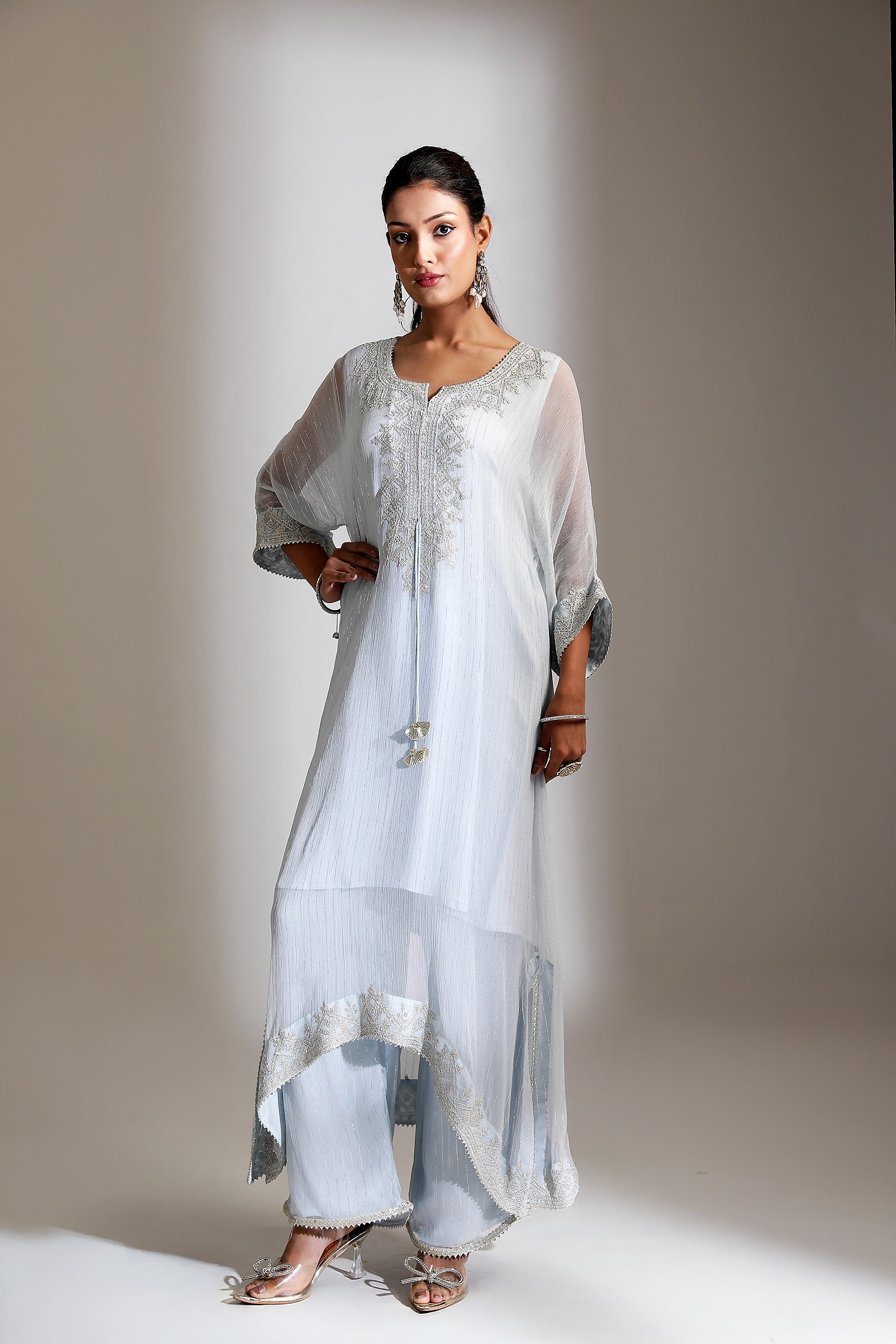 Blue Embroidered Kaftaan Set