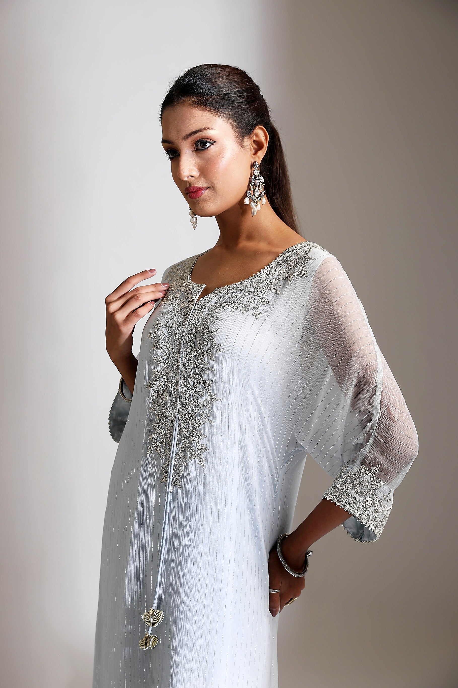 Blue Embroidered Kaftaan Set