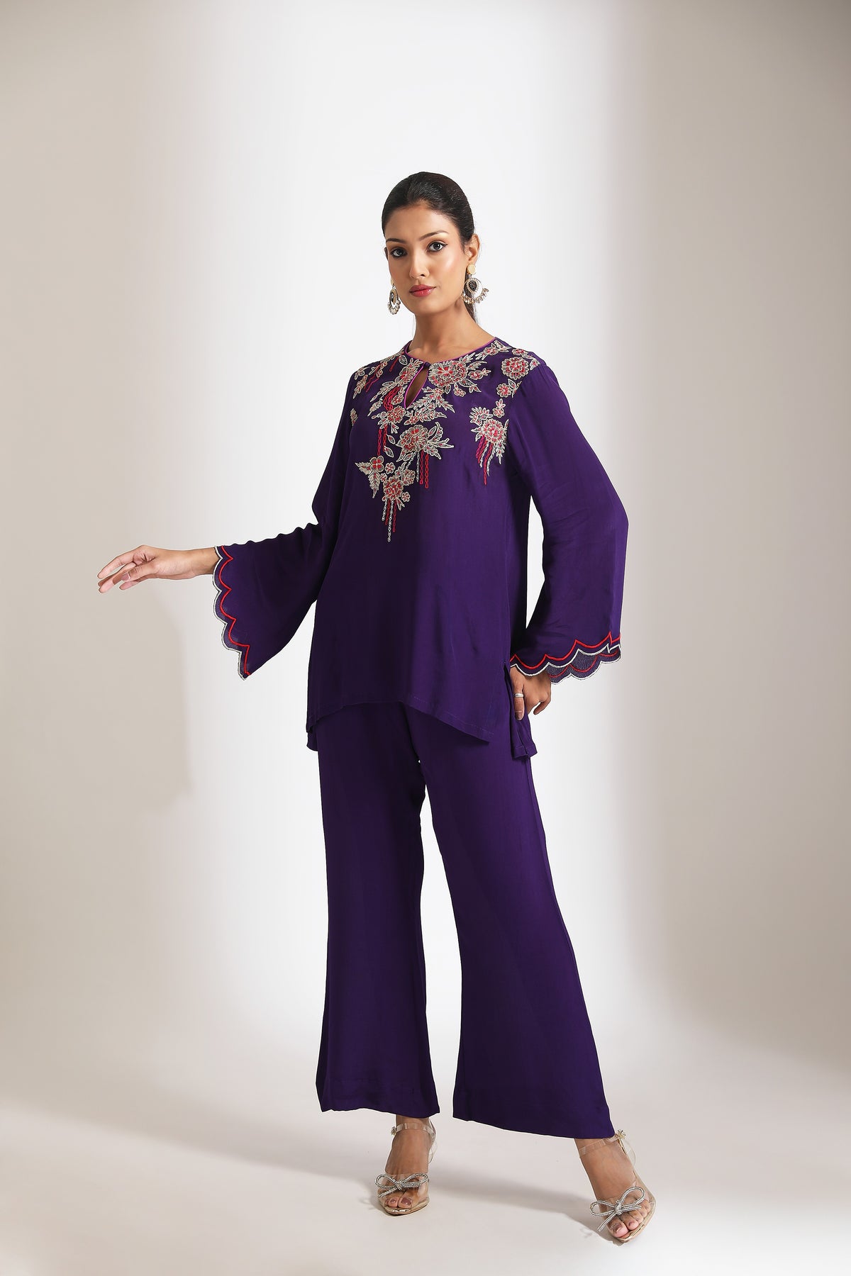 Purple Embroidered Co-Ord Set