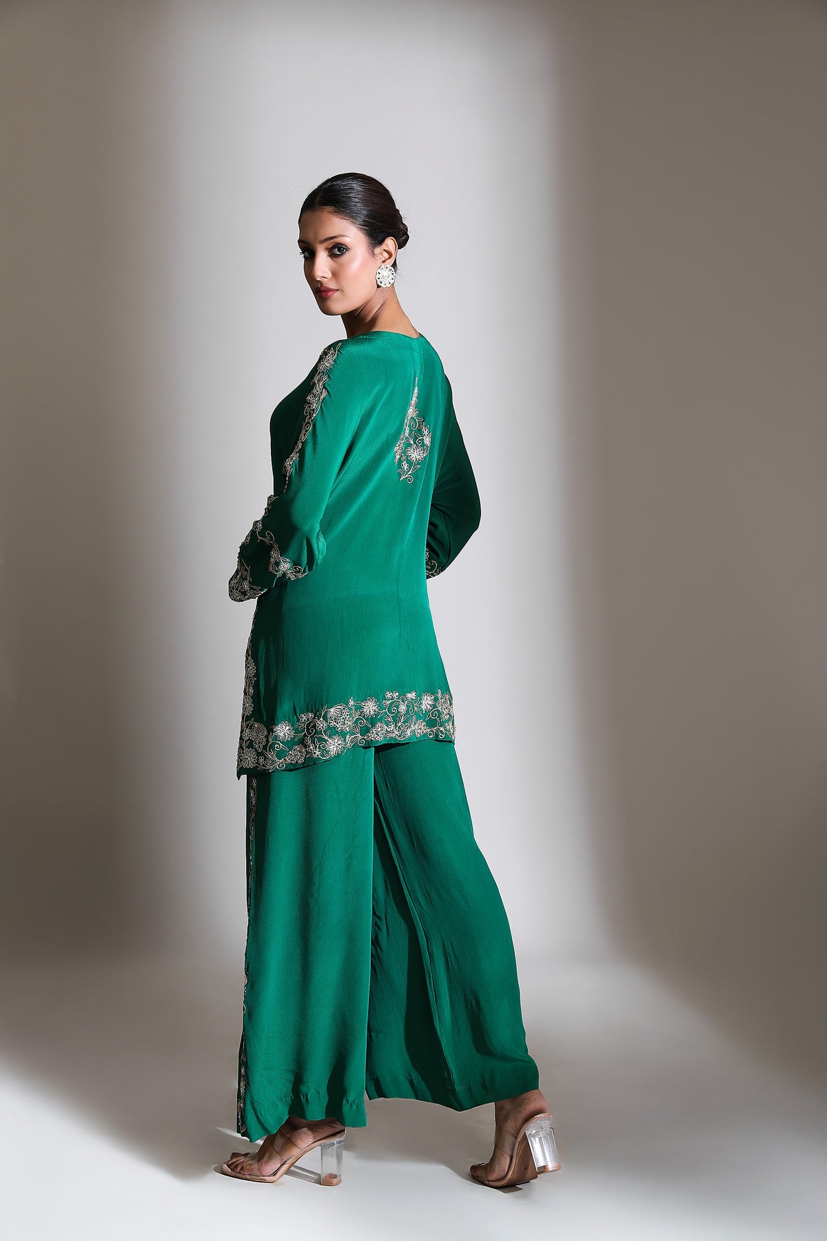 Emerald Green Embroidered Co-Ord Set of 2