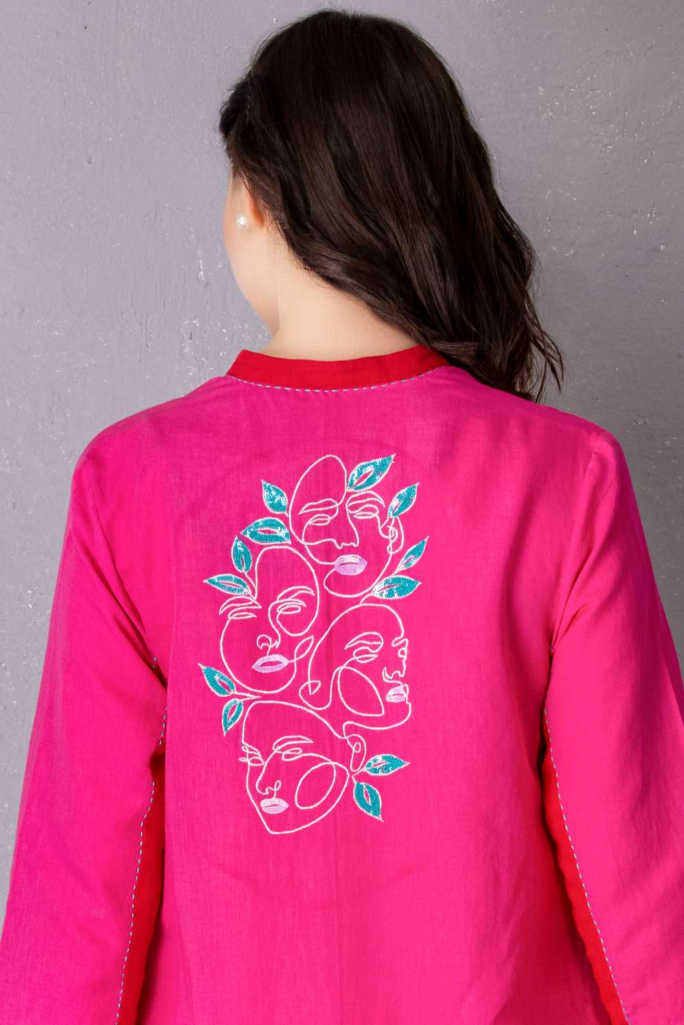 Bubblegum Pink Cotton Linen A-Line Tunic & Pant Set
