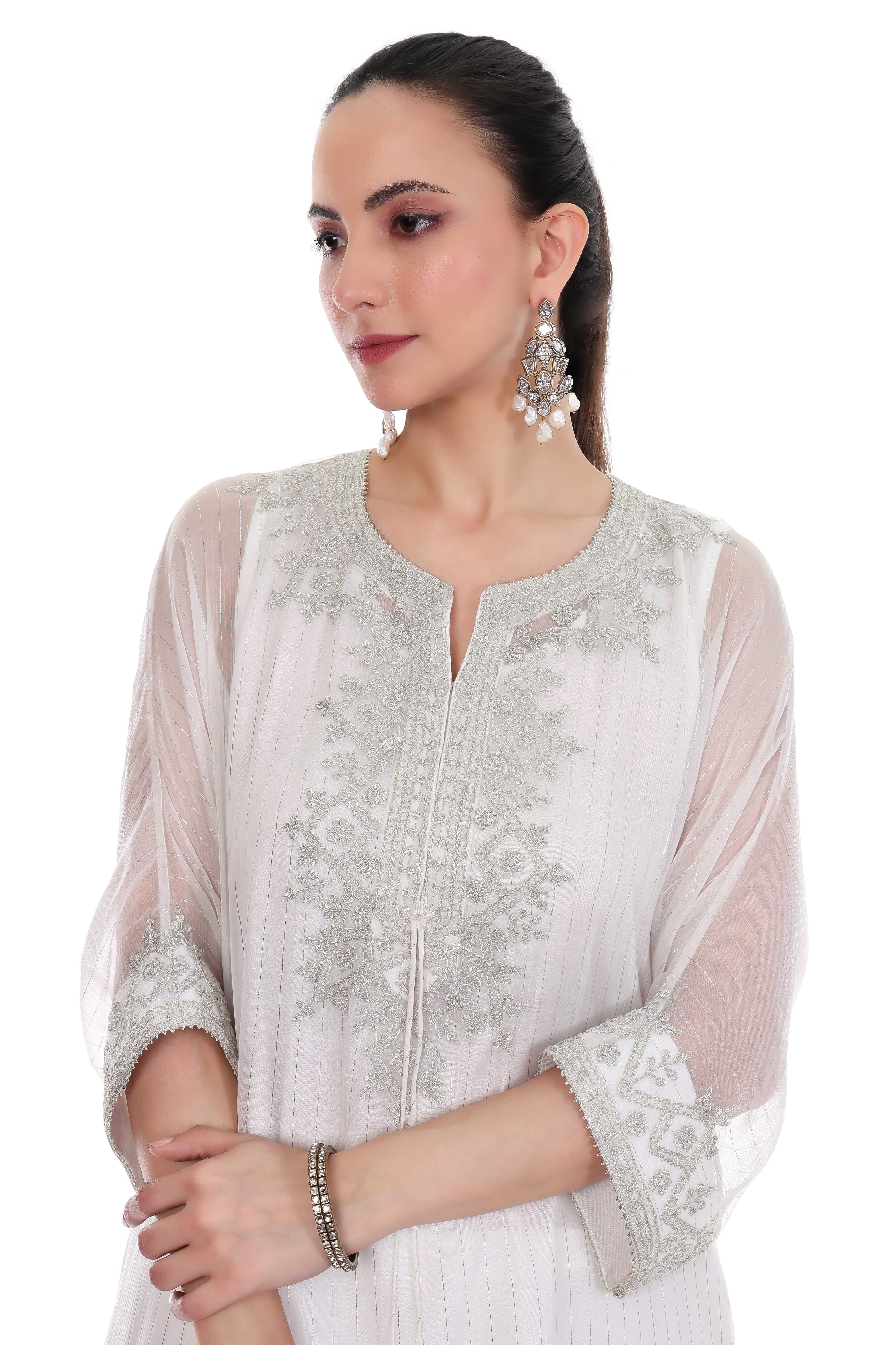 White Embroidered Kaftaan Set