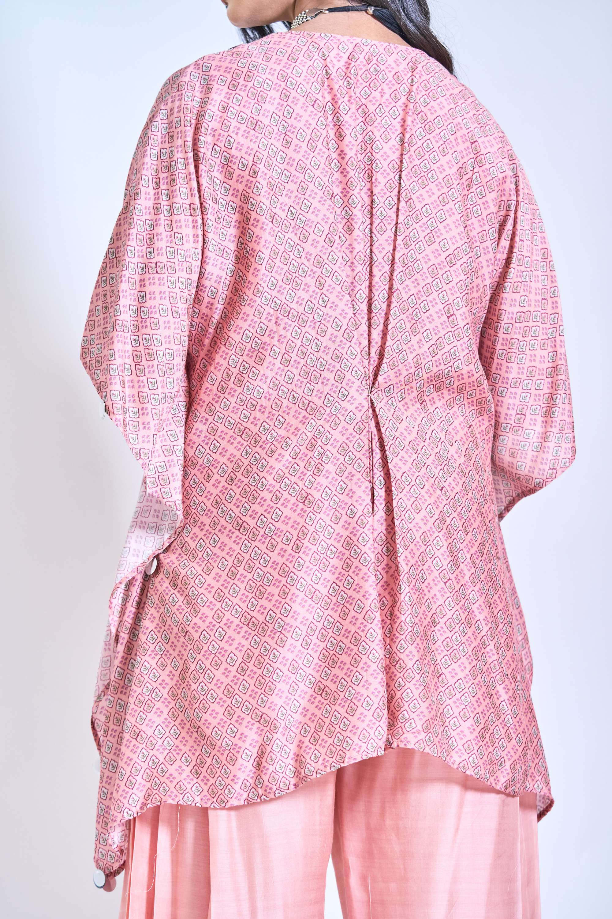 Peach Digital Printed Kaftaan Co-ord Set
