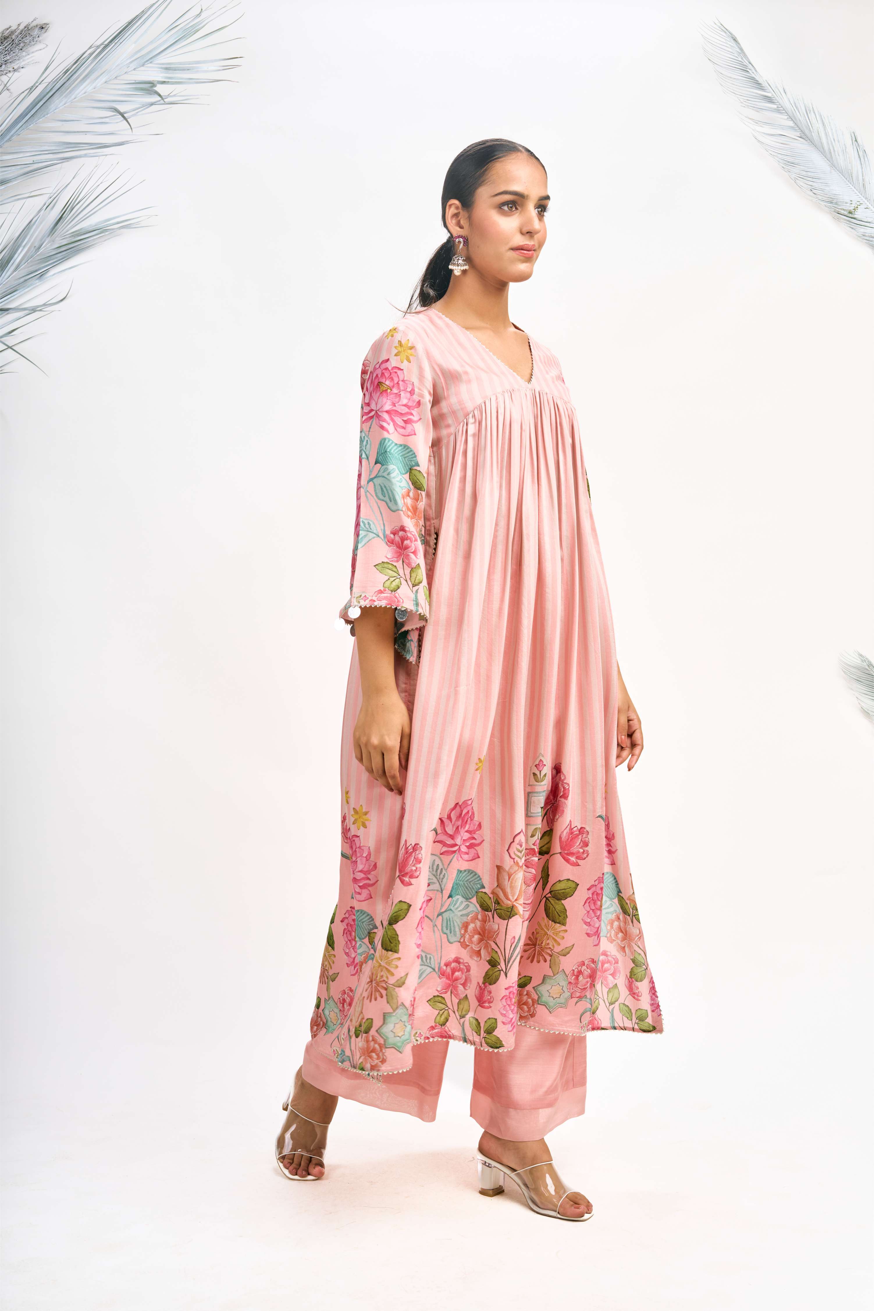 Peach Pink Digital Printed Kurta Set