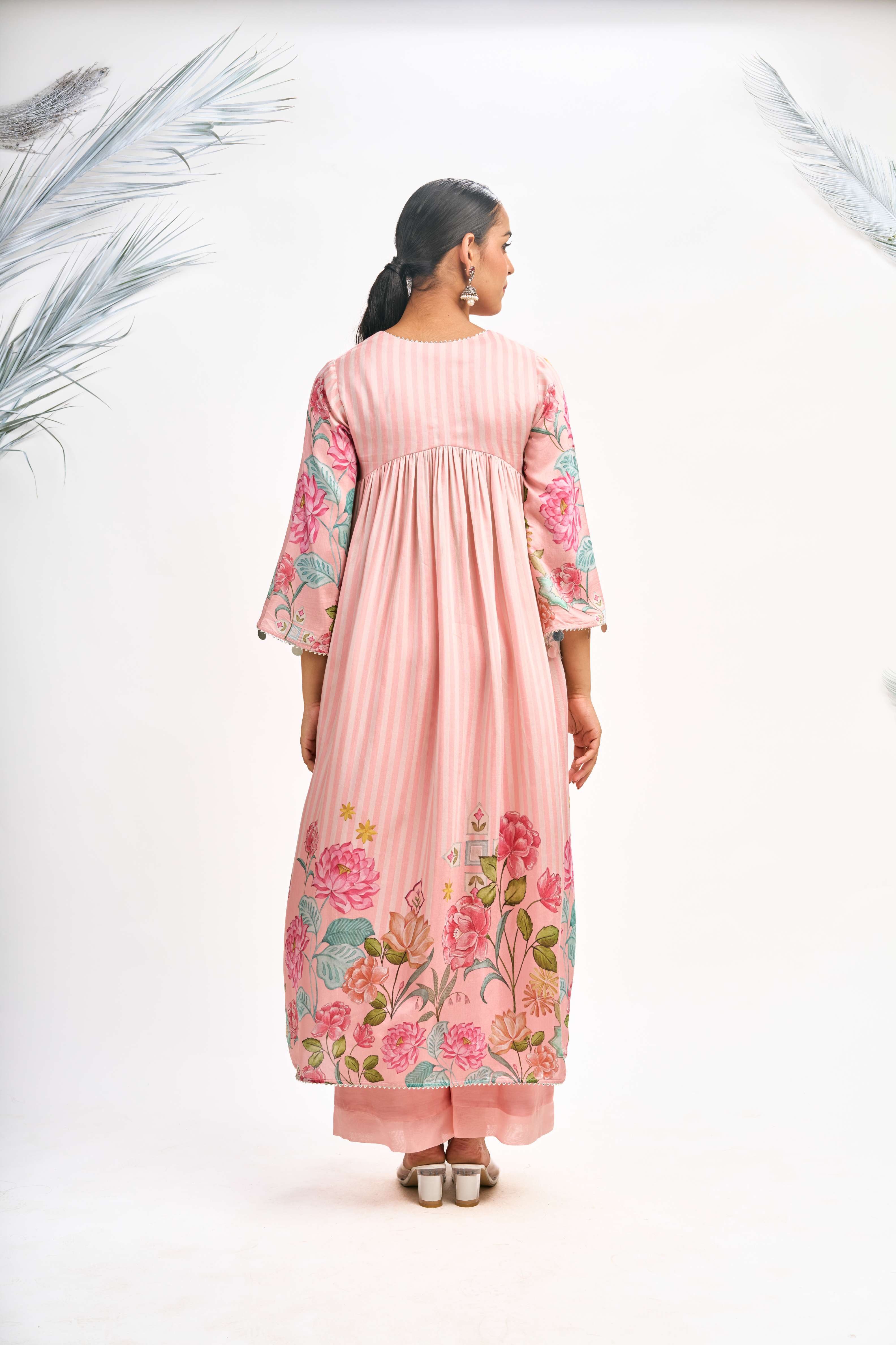 Peach Pink Digital Printed Kurta Set