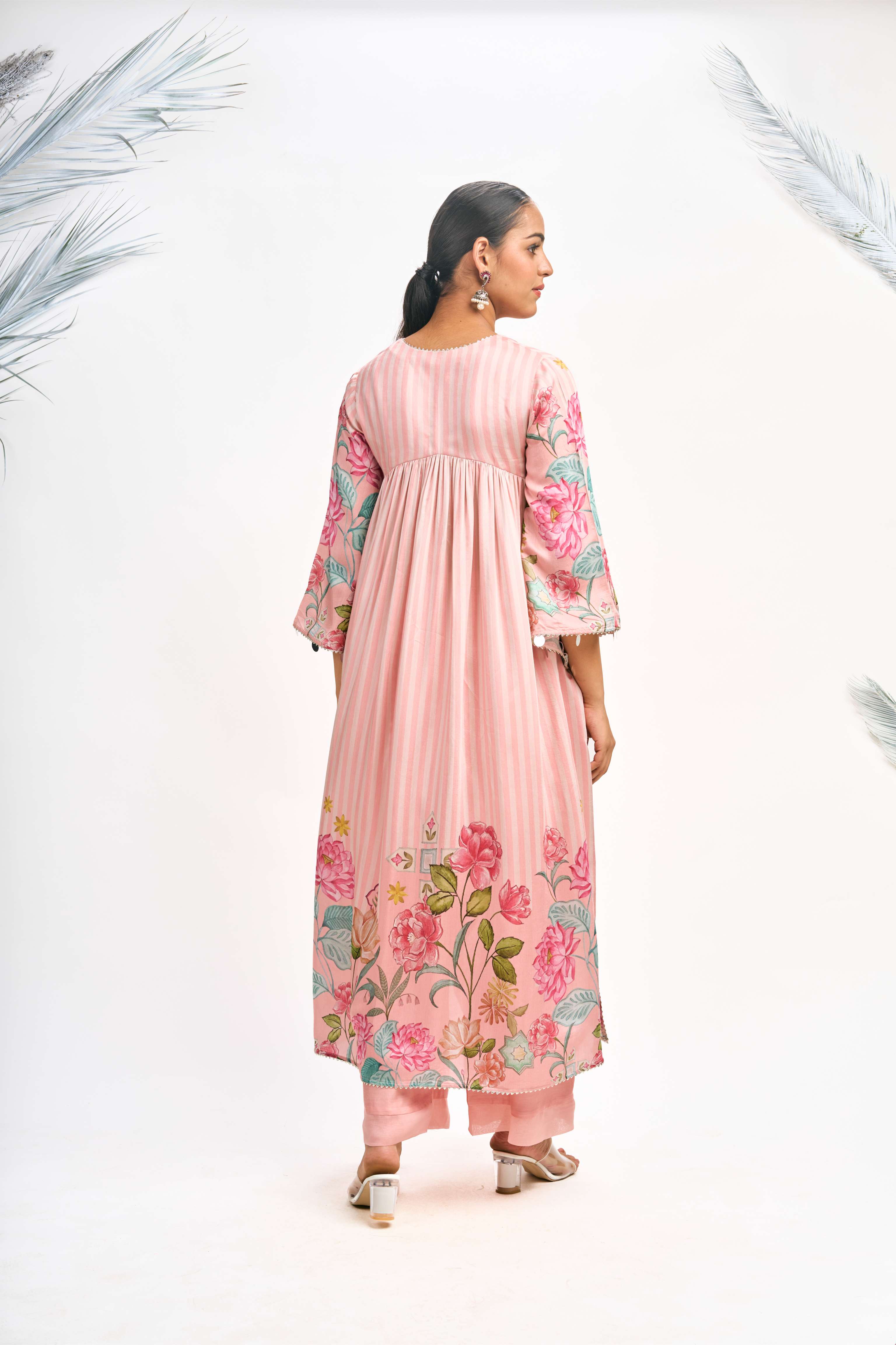 Peach Pink Digital Printed Kurta Set