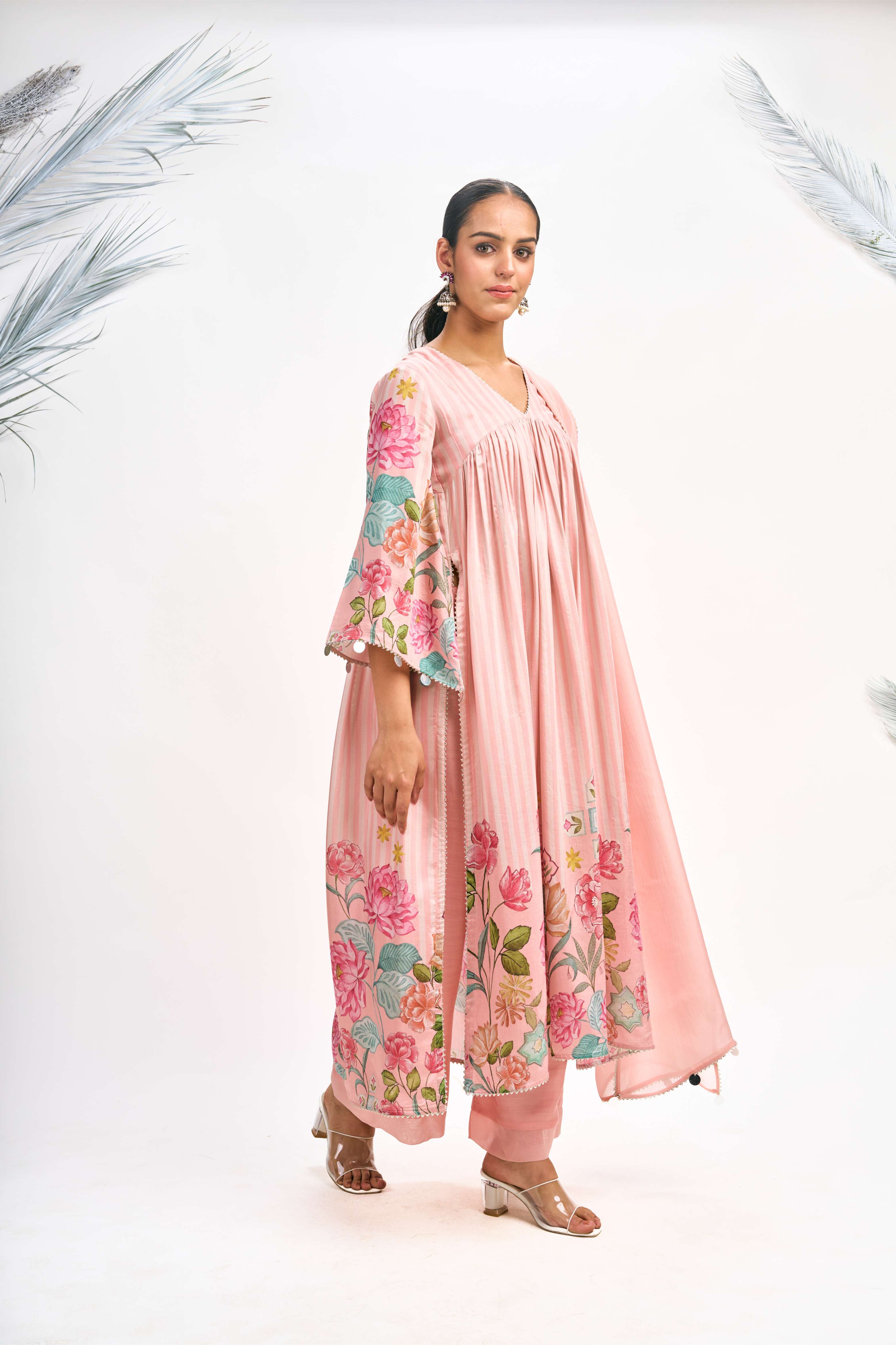 Peach Pink Digital Printed Kurta Set