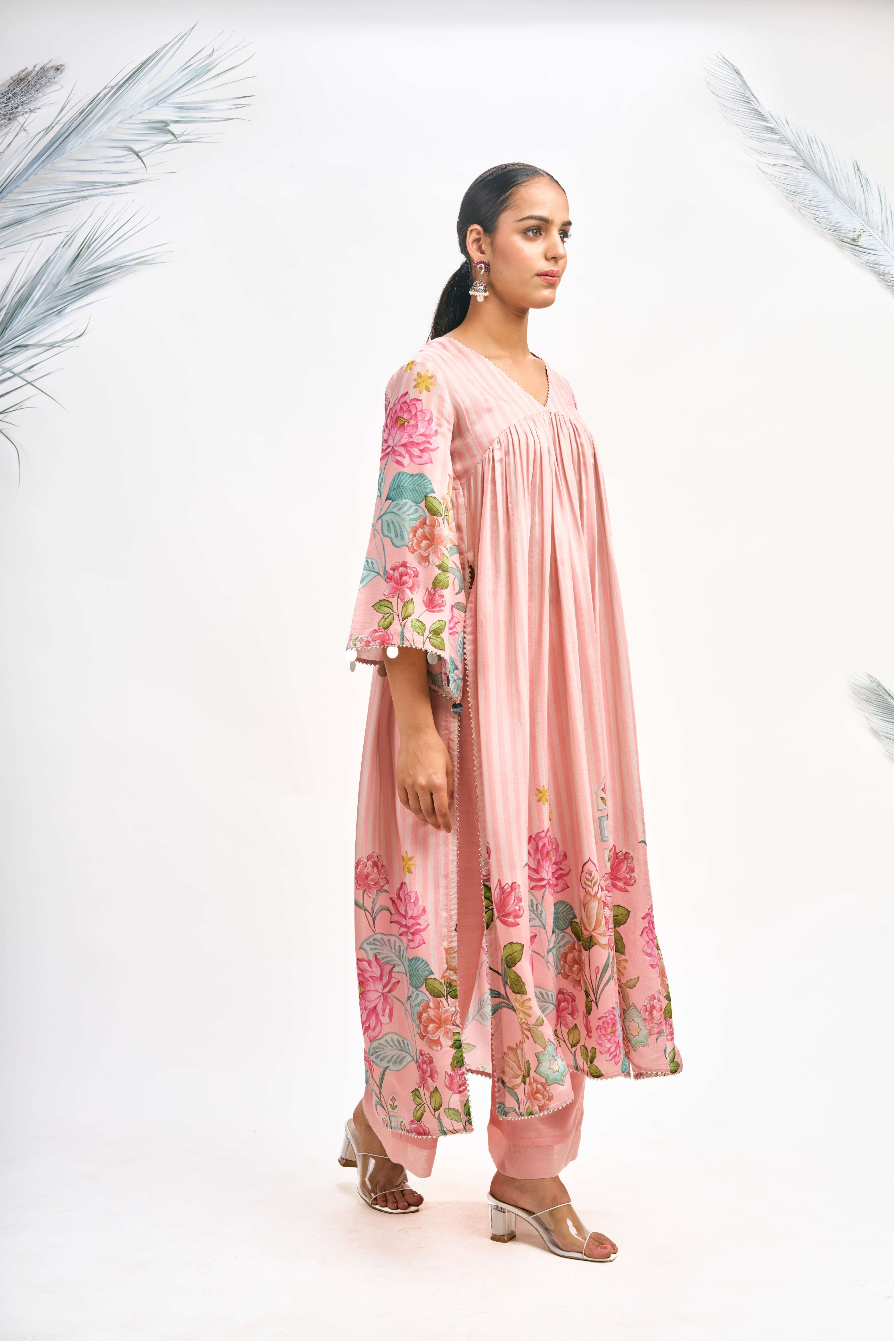 Peach Pink Digital Printed Kurta Set