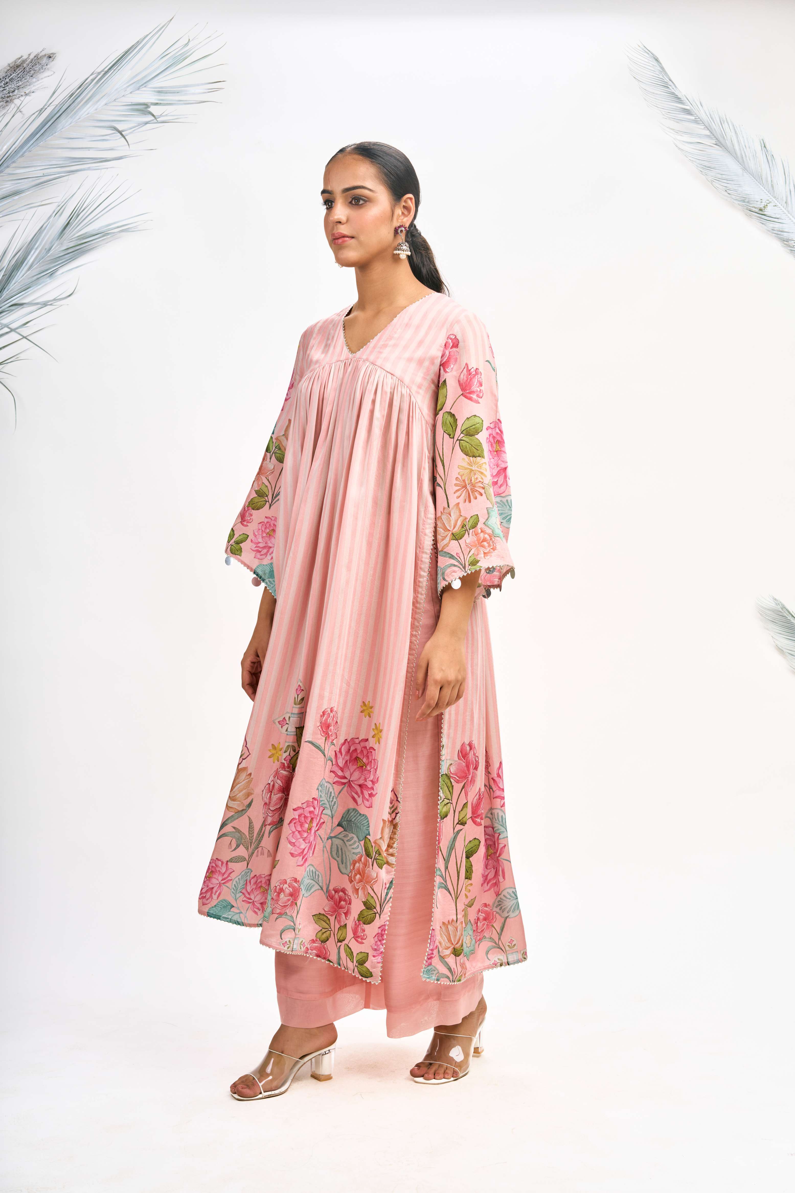 Peach Pink Digital Printed Kurta Set