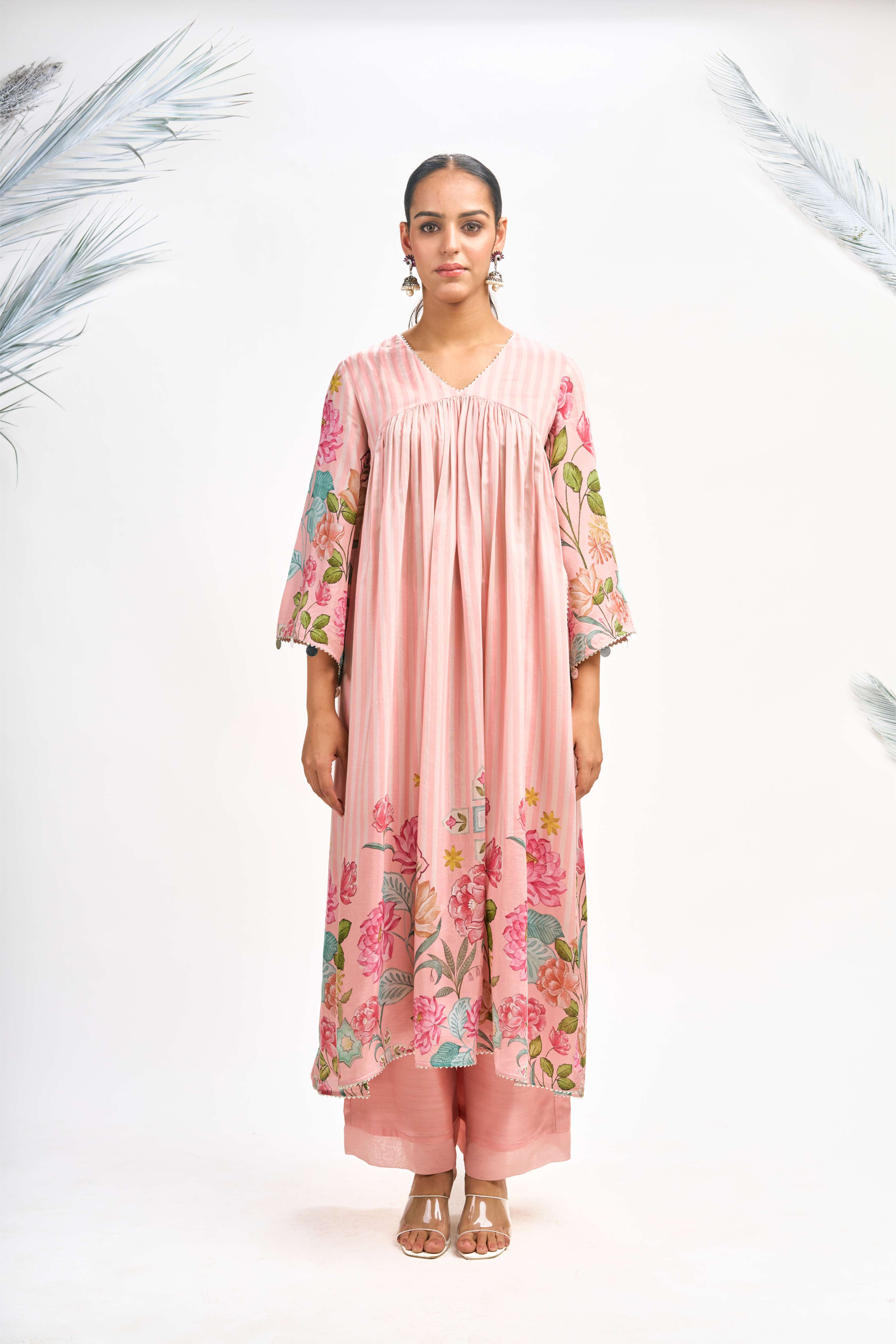 Peach Pink Digital Printed Kurta Set