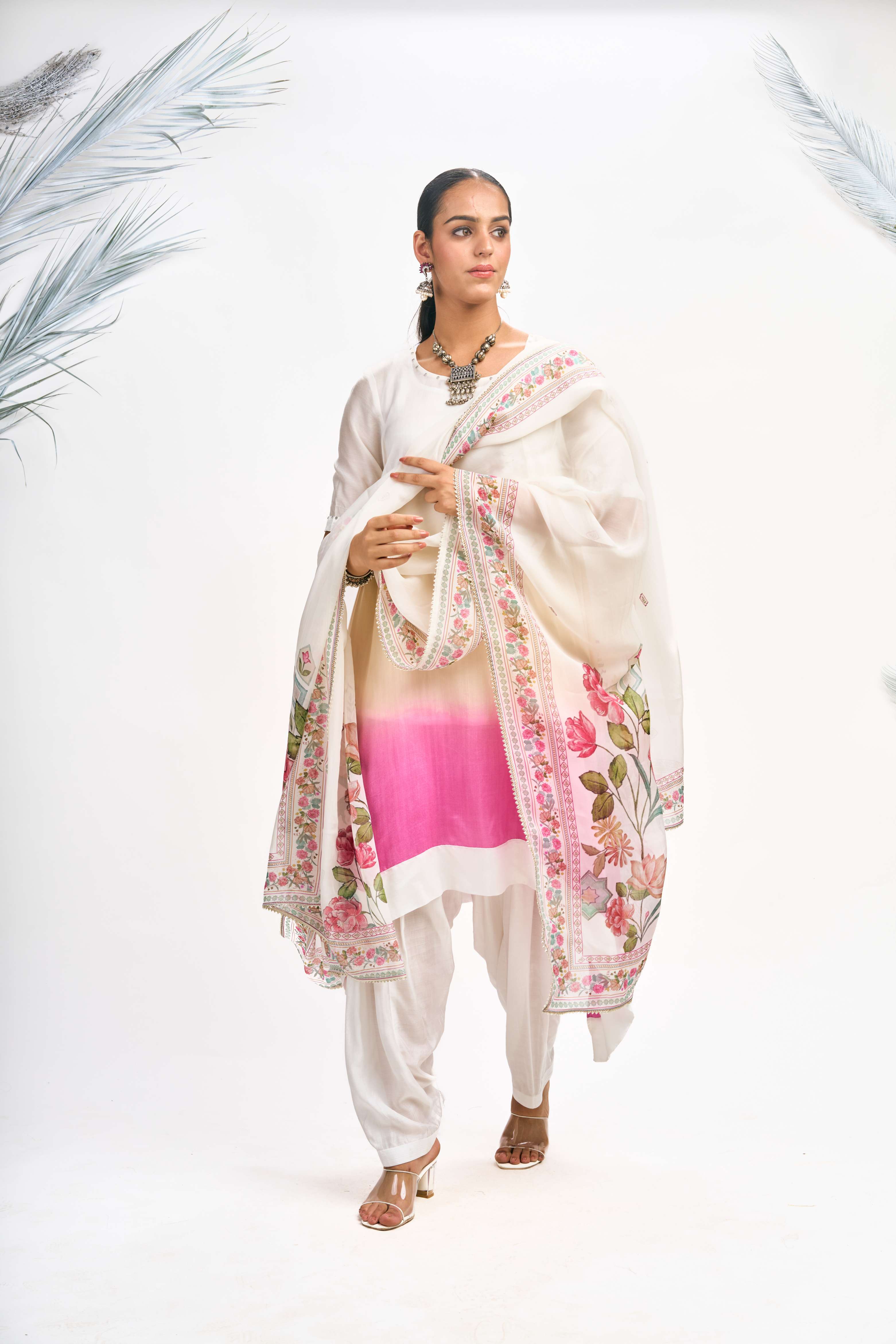 White Ombre Kurta Set