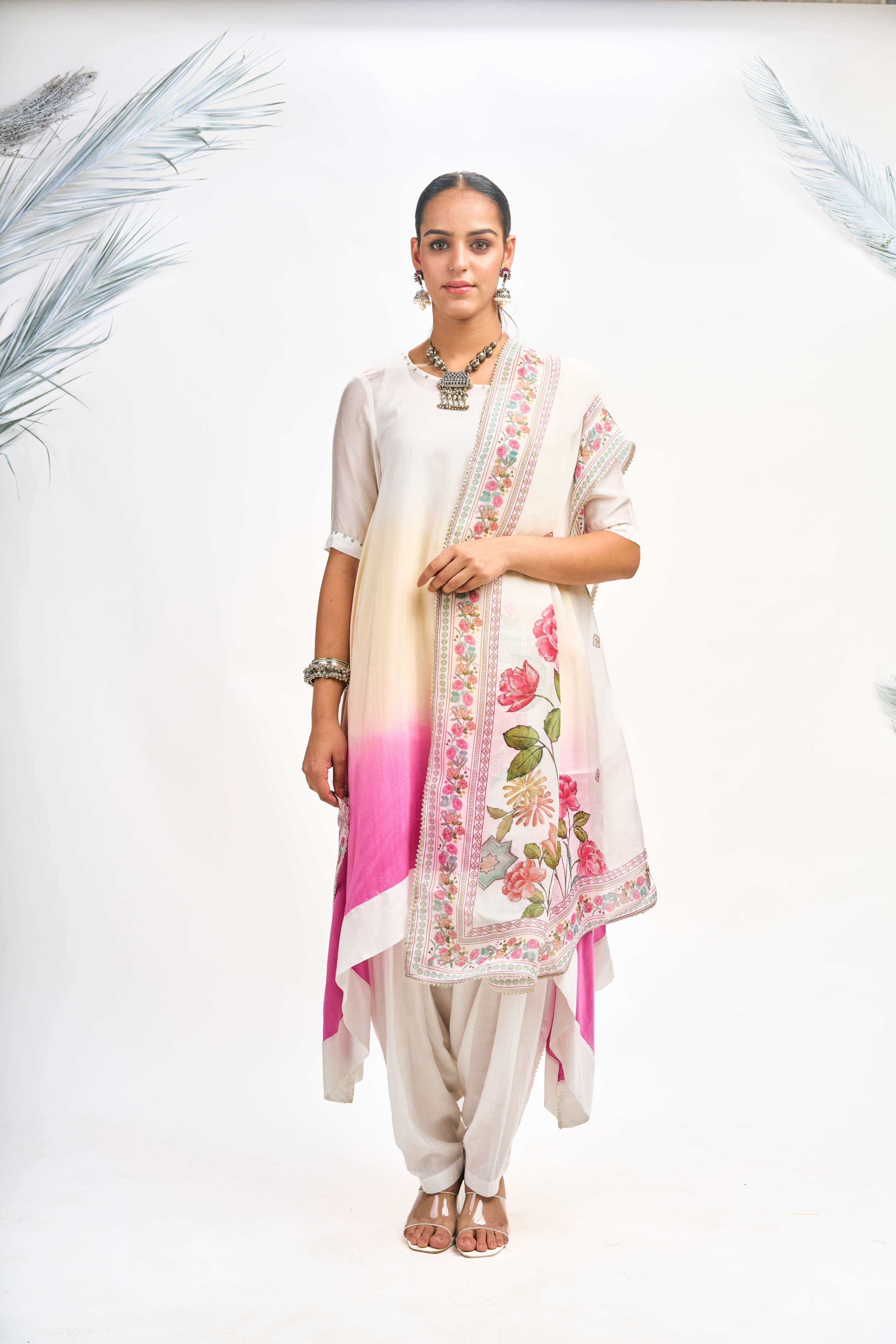 White Ombre Kurta Set