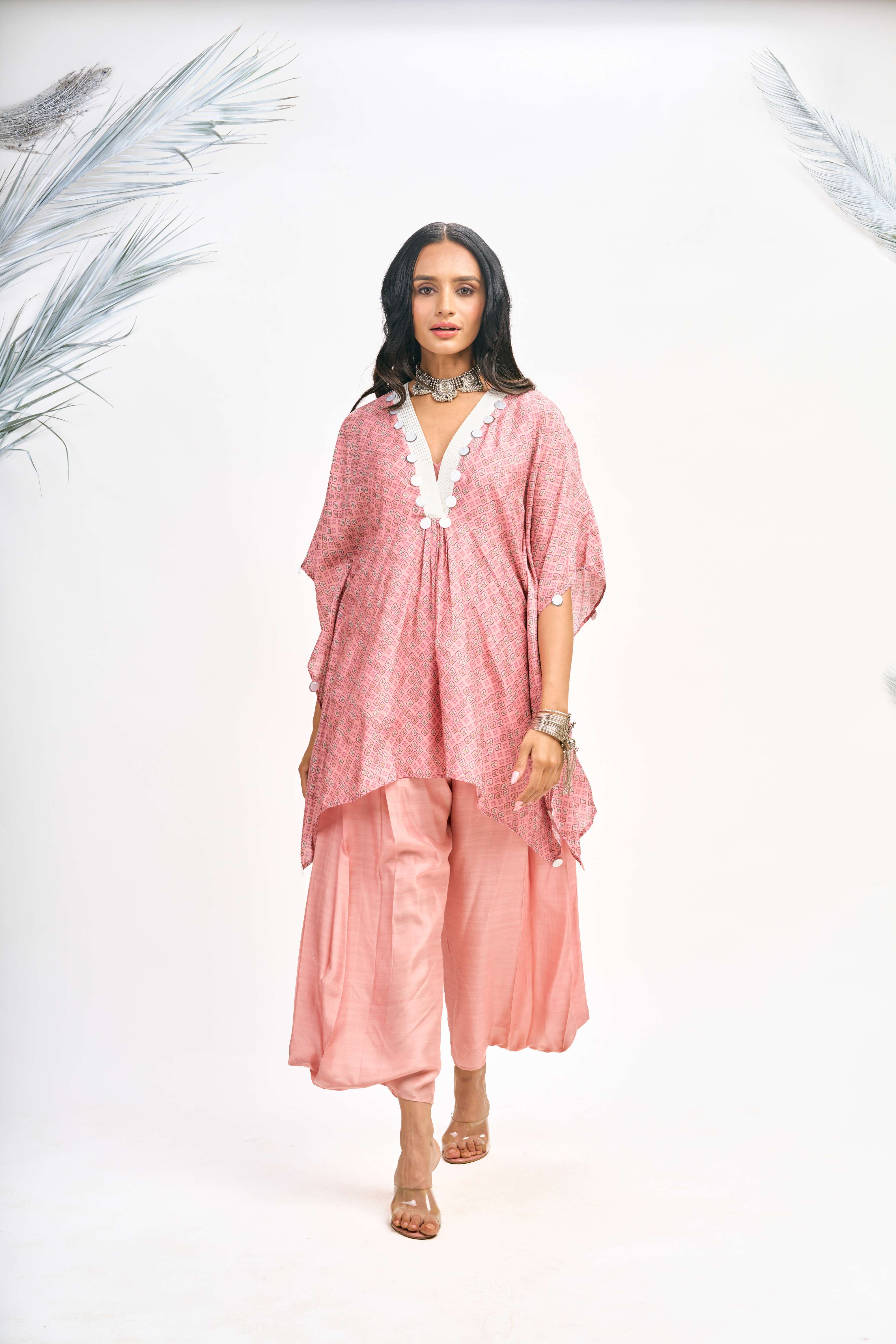 Peach Digital Printed Kaftaan Co-ord Set