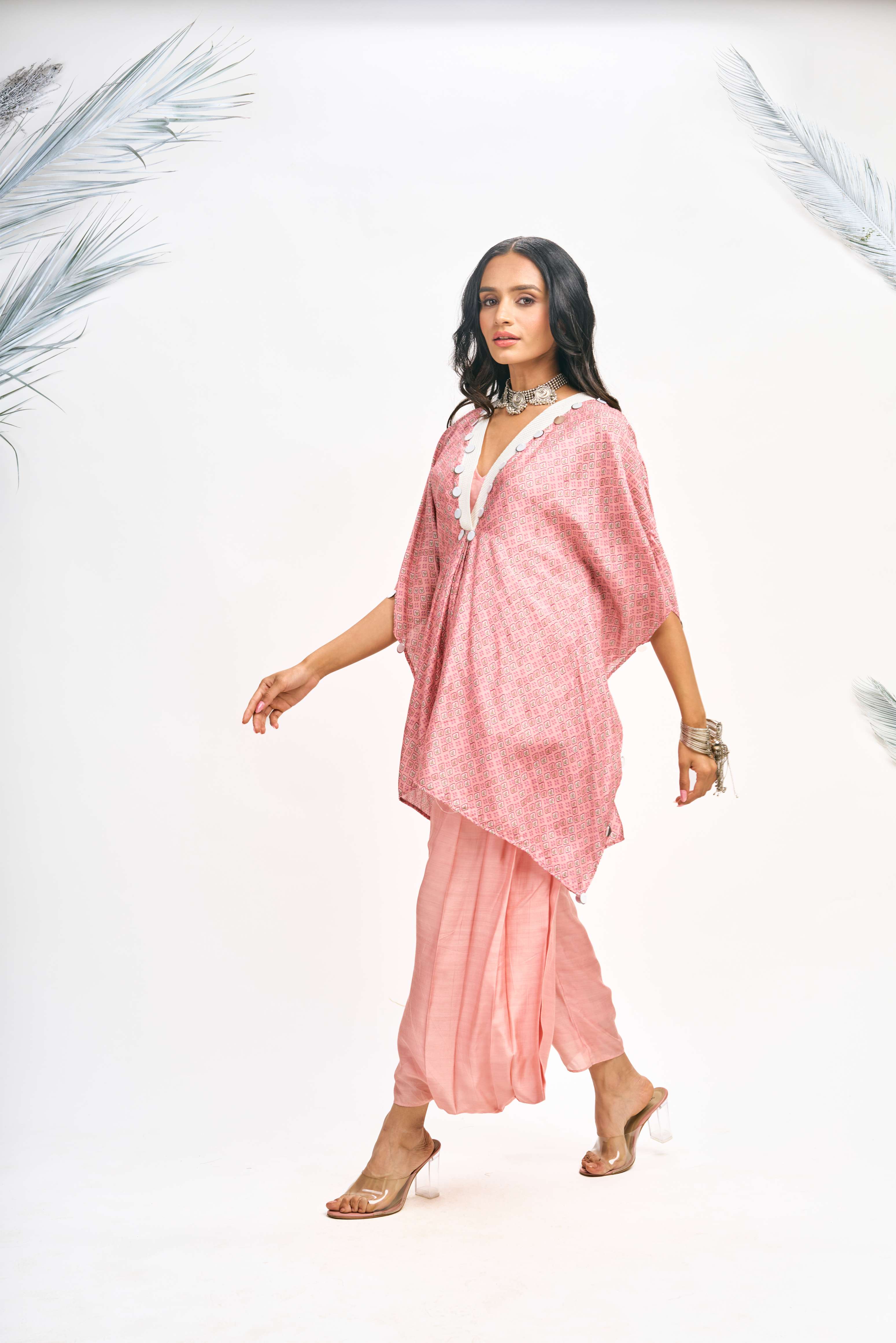Peach Digital Printed Kaftaan Co-ord Set