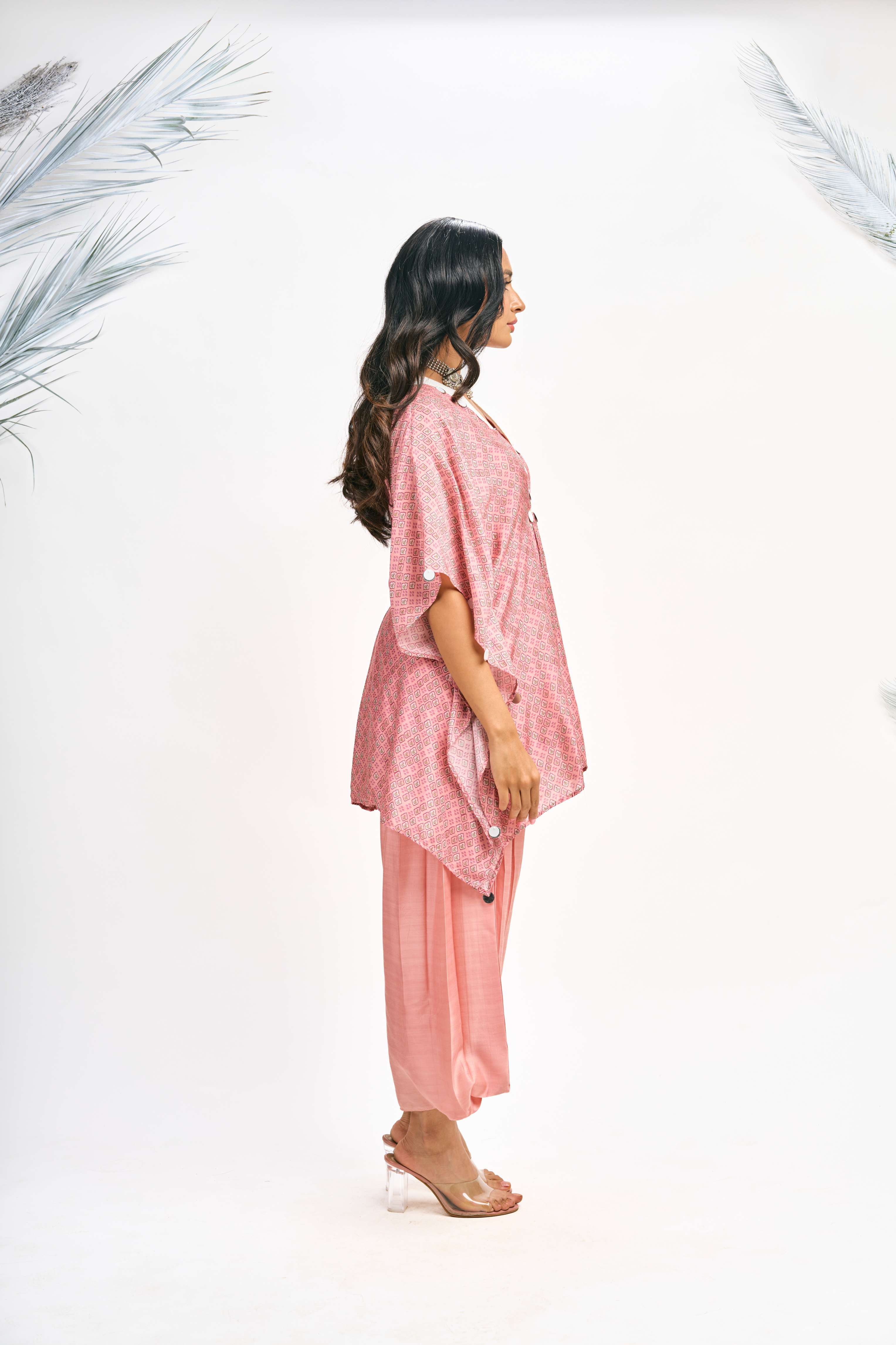 Peach Digital Printed Kaftaan Co-ord Set