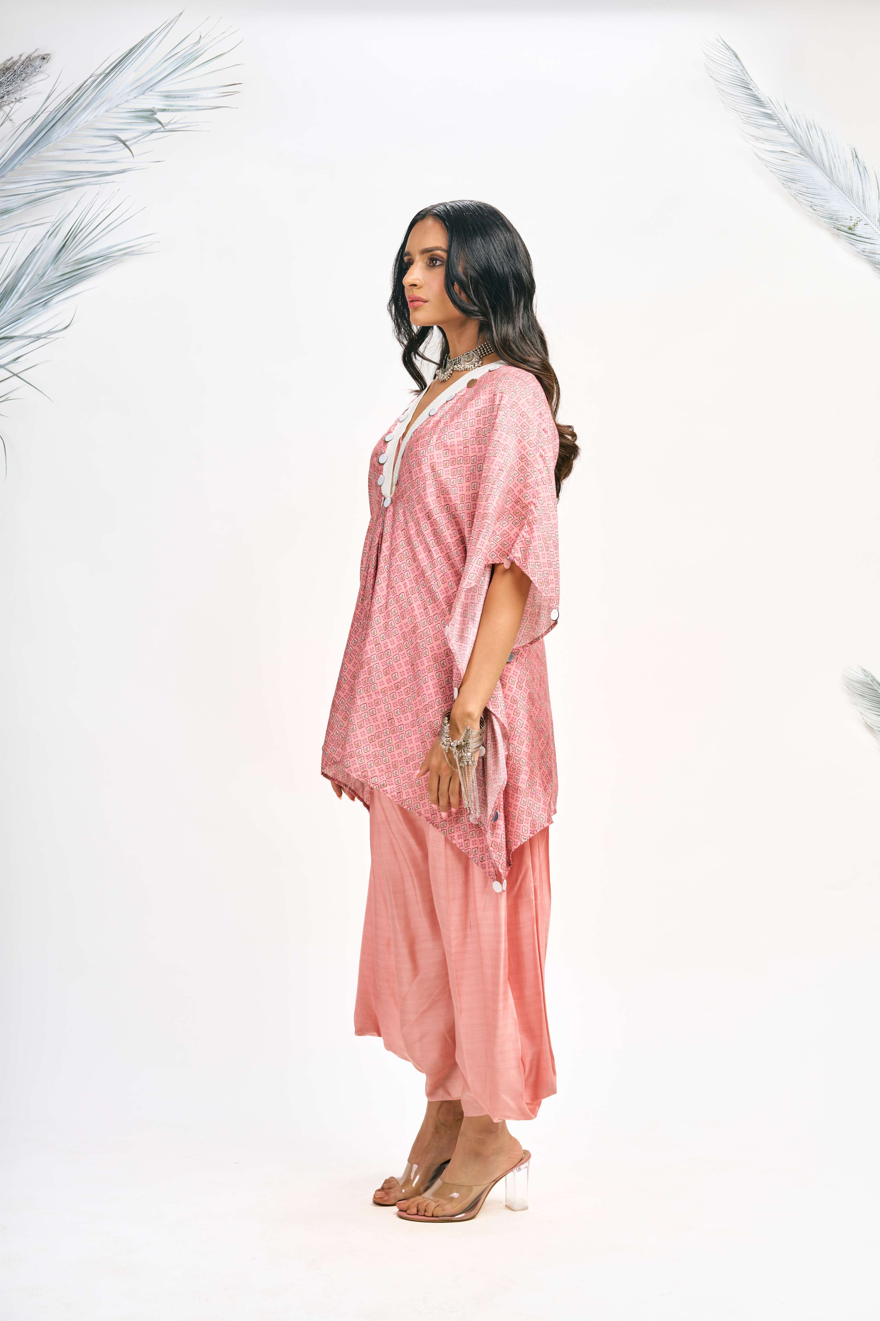 Peach Digital Printed Kaftaan Co-ord Set