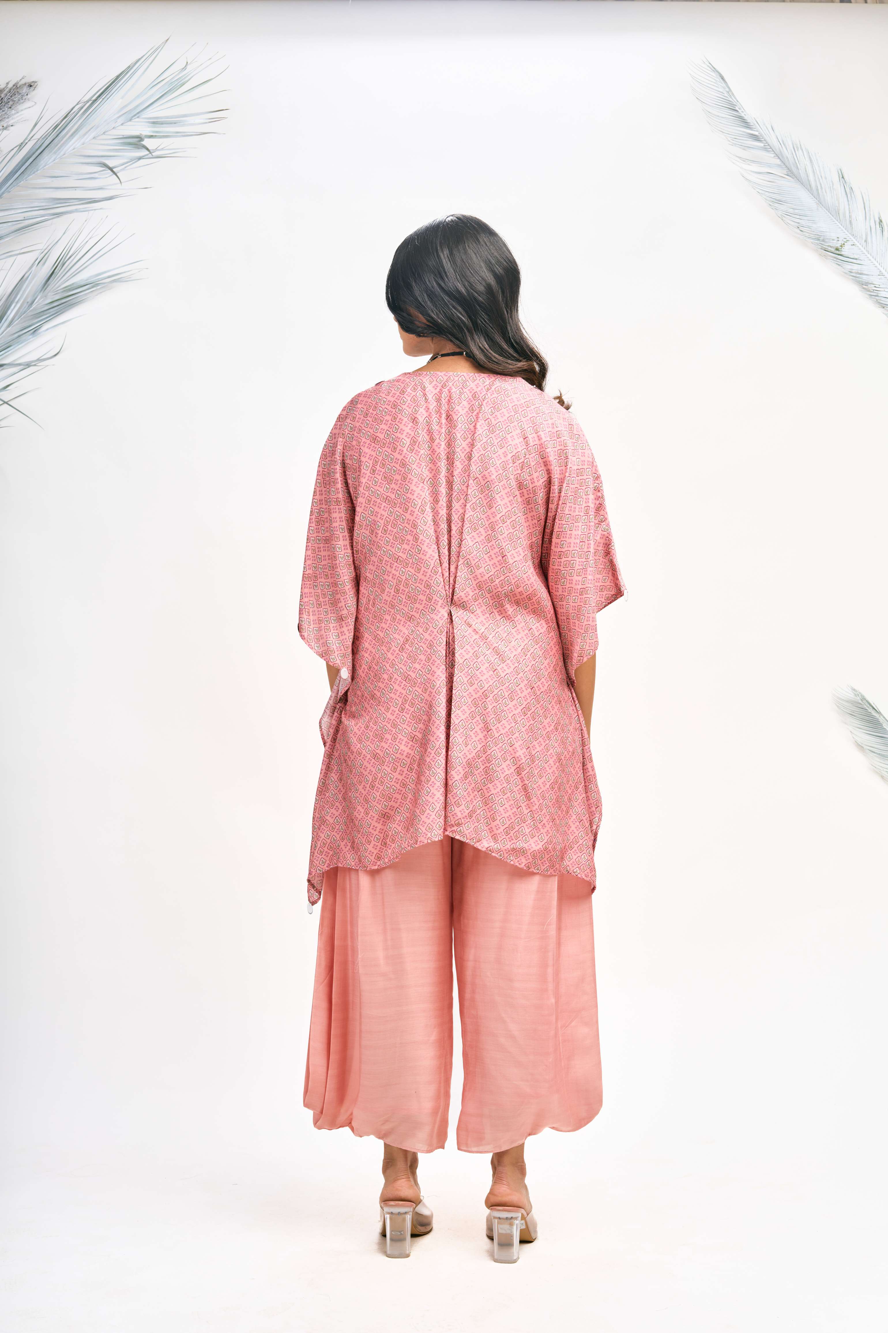 Peach Digital Printed Kaftaan Co-ord Set