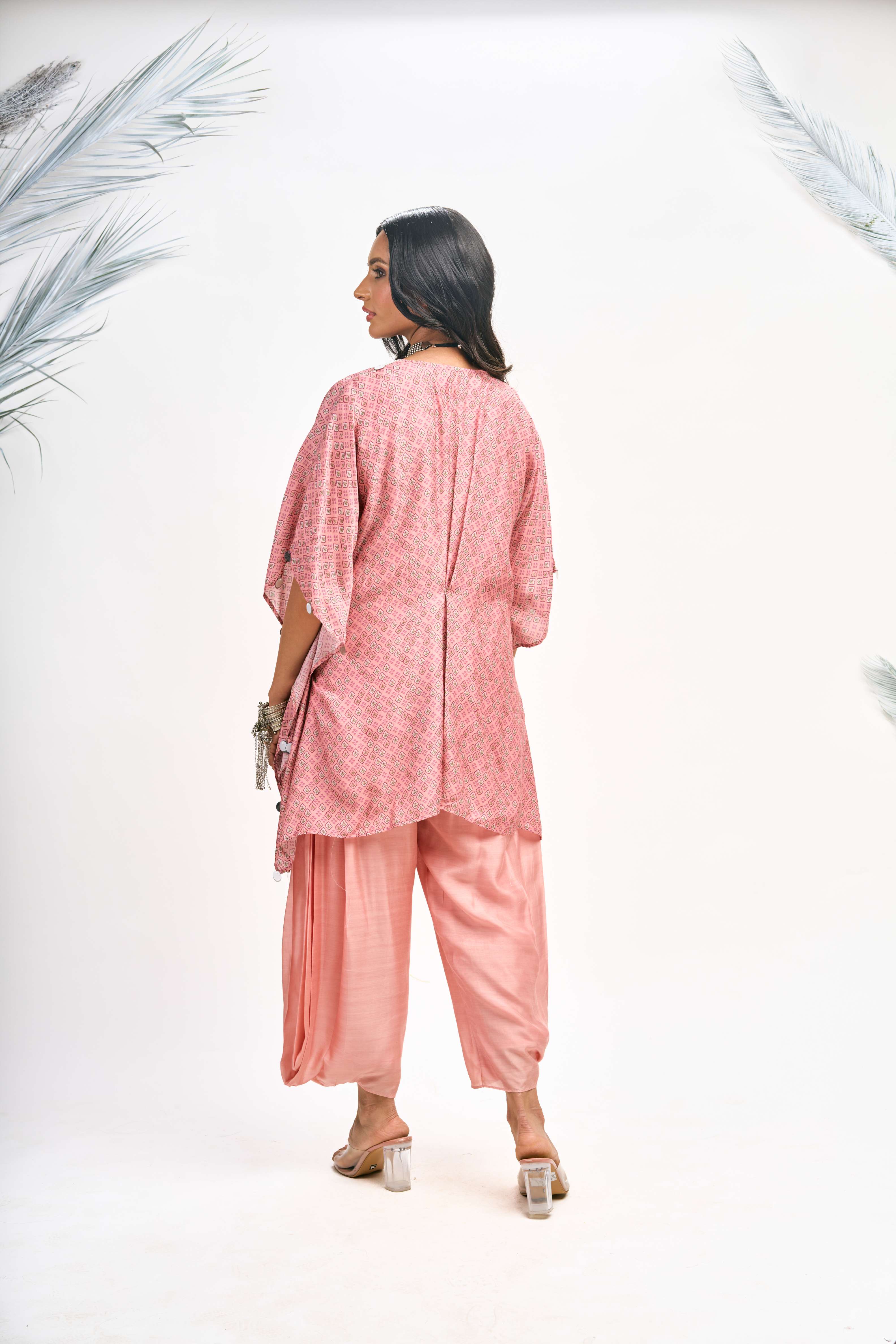 Peach Digital Printed Kaftaan Co-ord Set