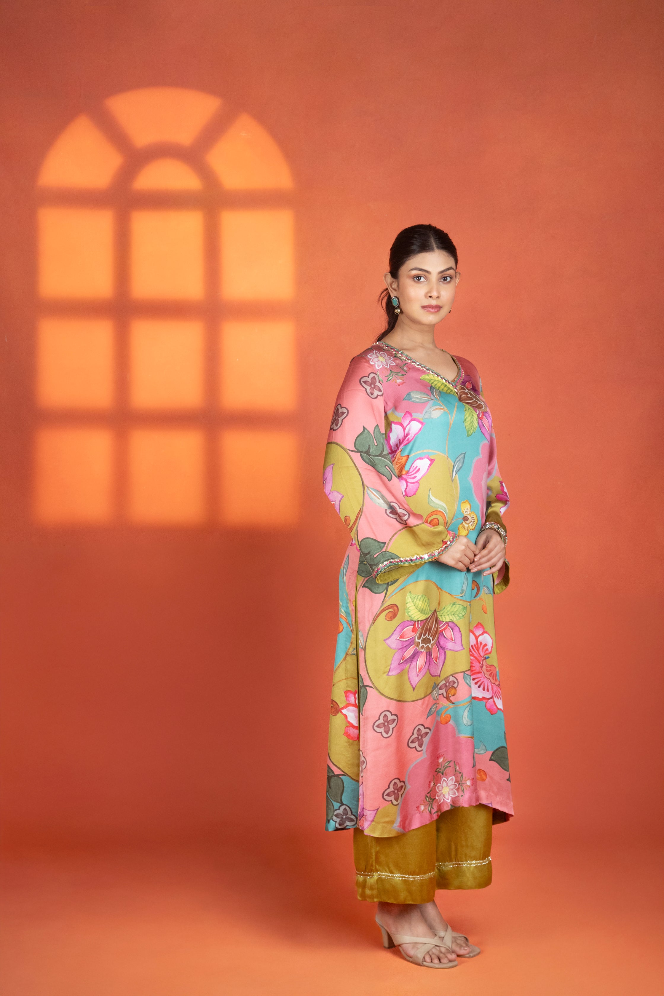 Multi-Color Floral Printed Kurta with Pants & Dupatta