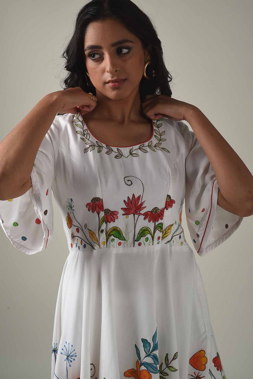 Hand Painted Peplum Top With Sharara