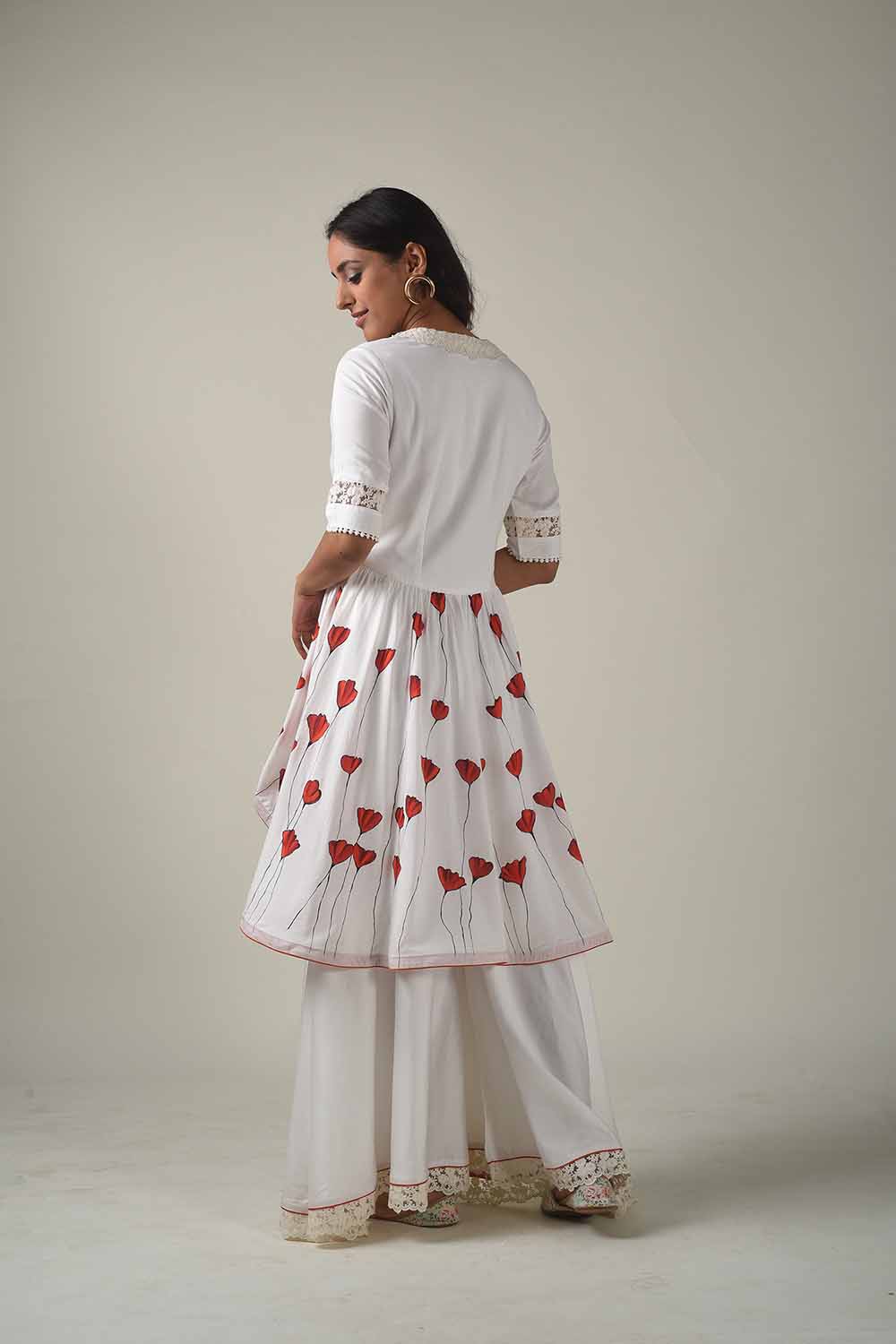 Asymmetric Hand Painted Kurta With Dhoti Pants