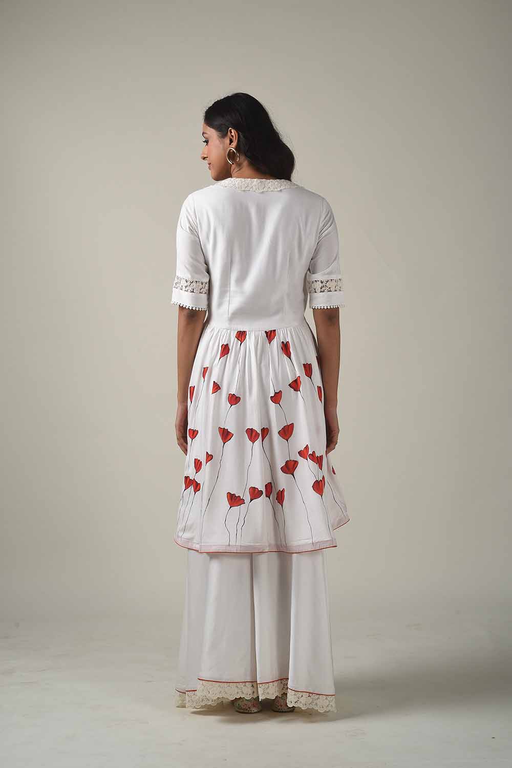 Asymmetric Hand Painted Kurta With Dhoti Pants