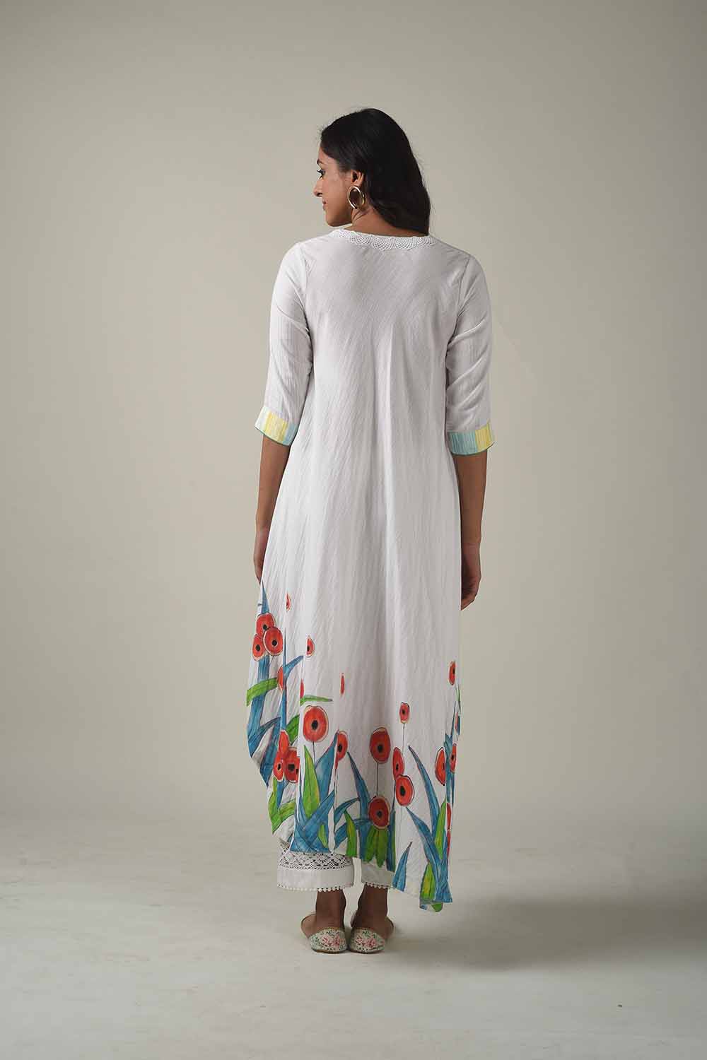 Asymmetric Hand Painted Kurta With Narrow Pants