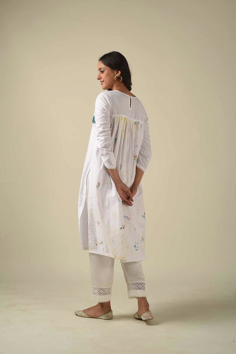 Handpainted Tunic With Pleated Back Detailing