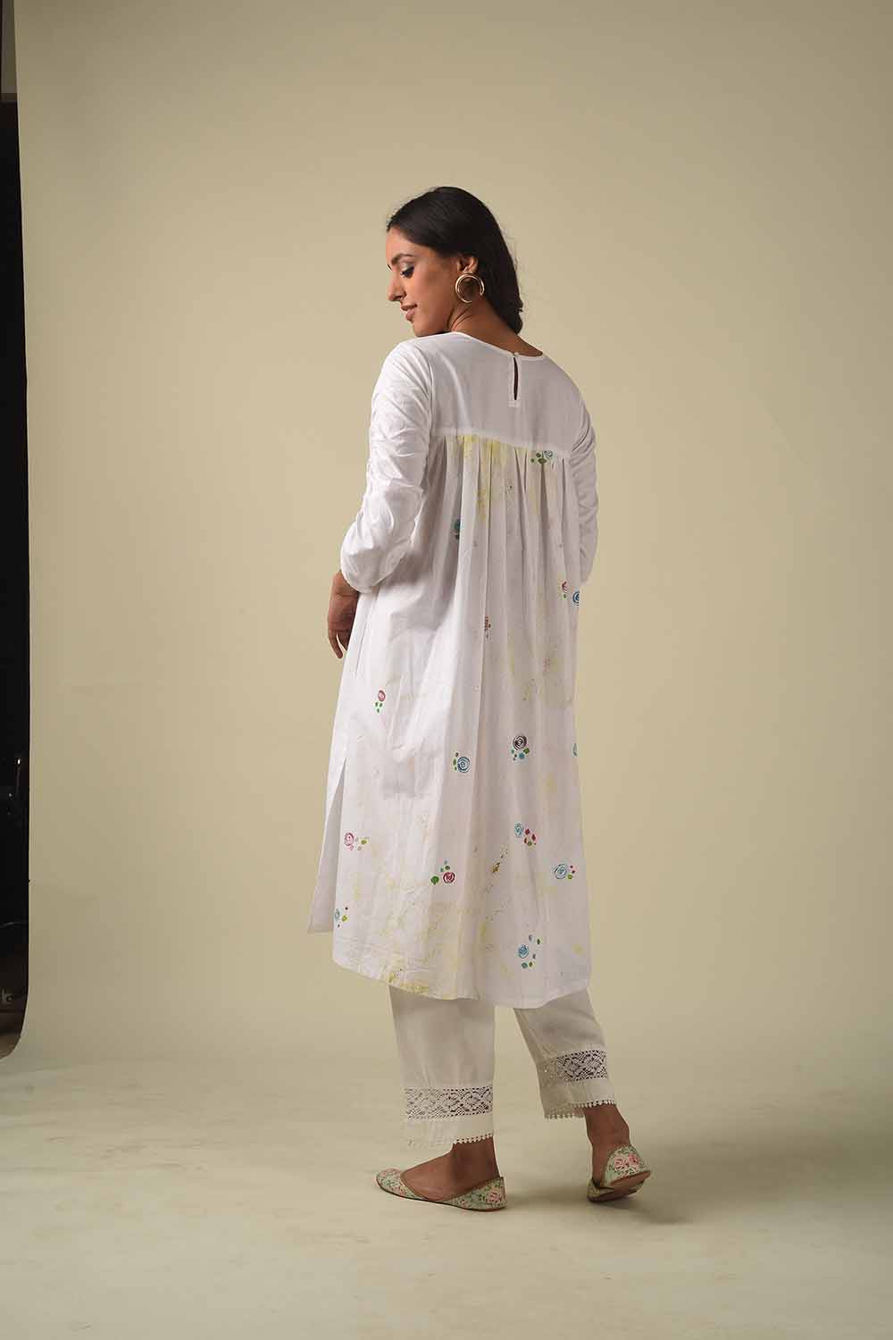 Handpainted Tunic With Pleated Back Detailing