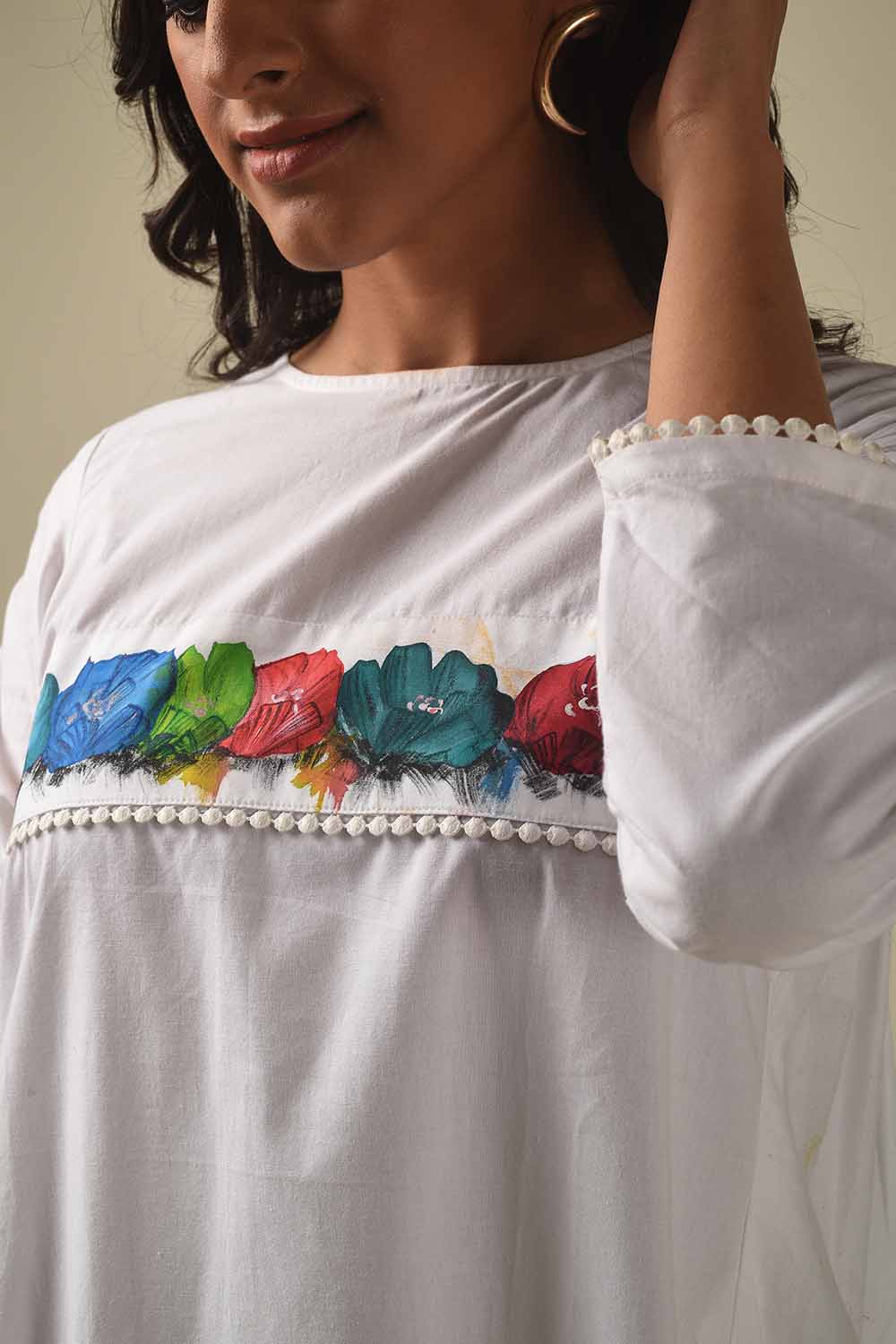 Handpainted Tunic With Pleated Back Detailing