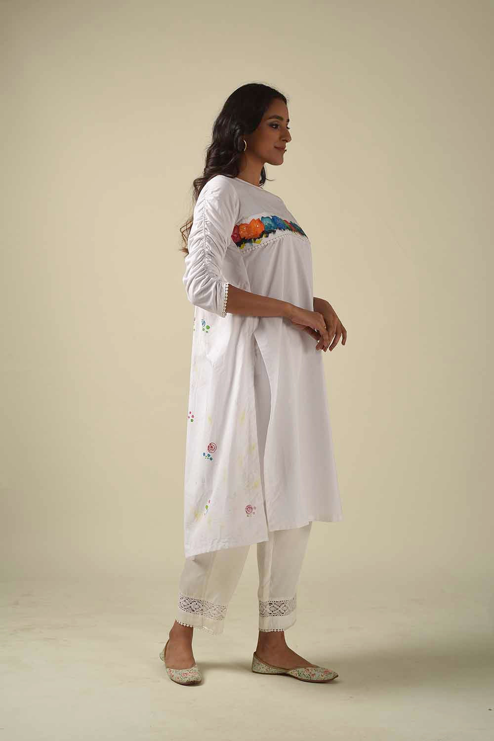 Handpainted Tunic With Pleated Back Detailing