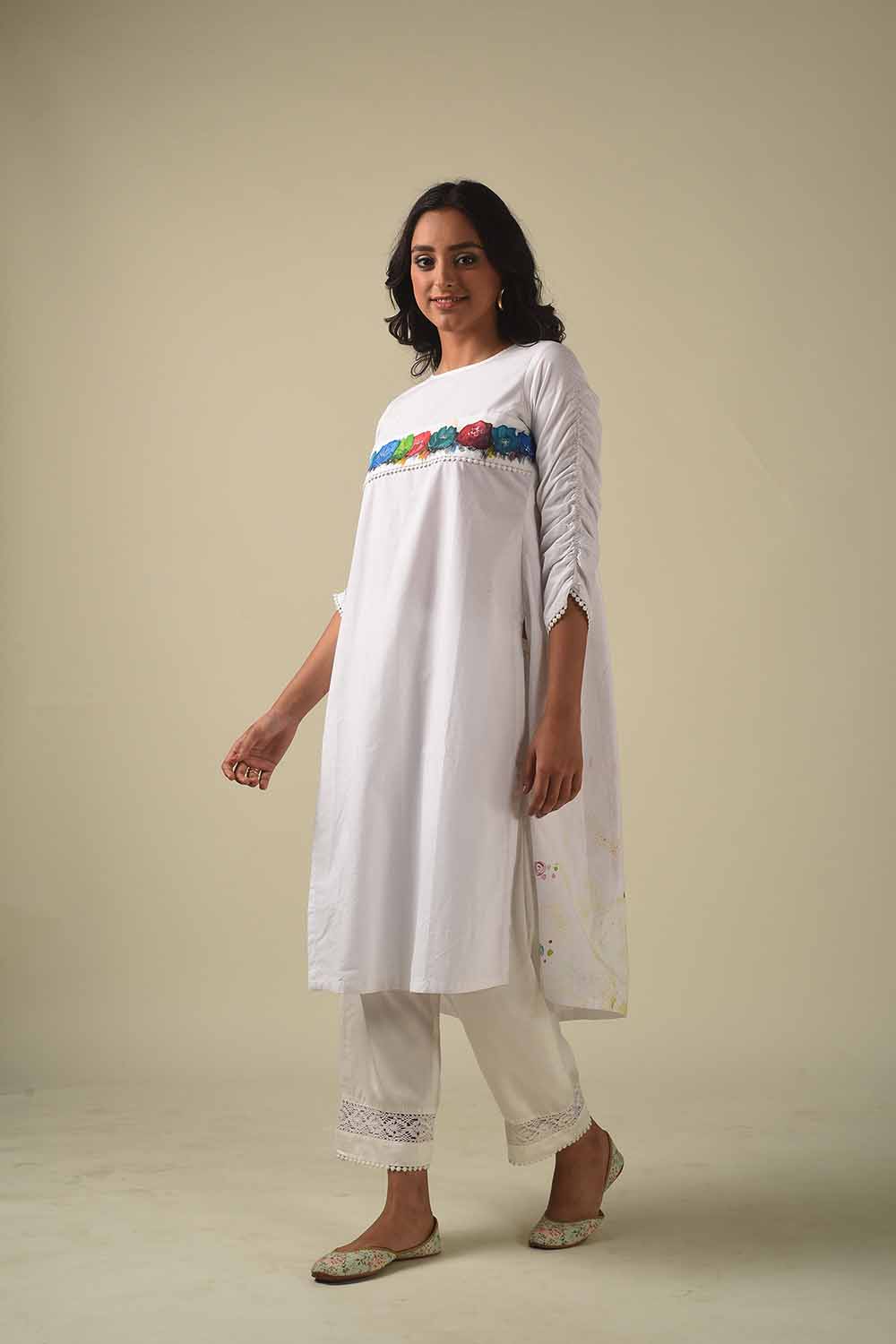 Handpainted Tunic With Pleated Back Detailing