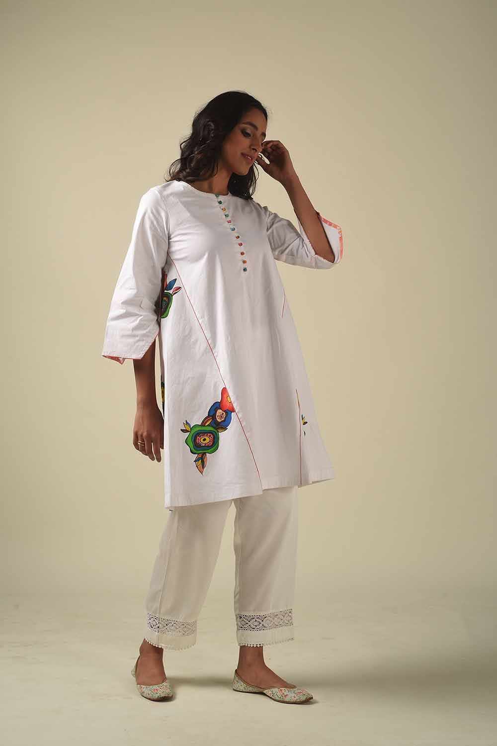 A-Line Handpainted Tunic With Narrow Pants