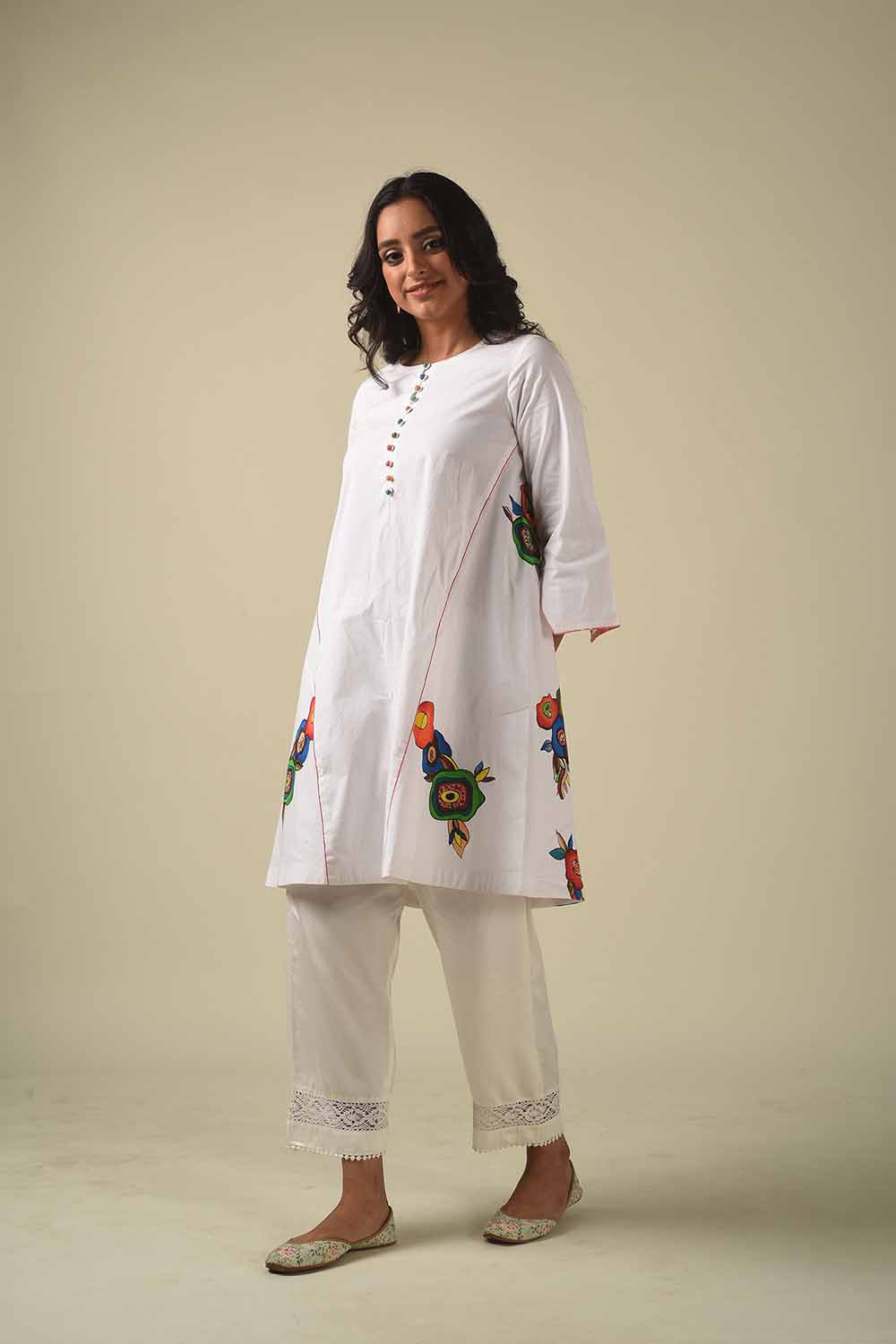 A-Line Handpainted Tunic With Narrow Pants