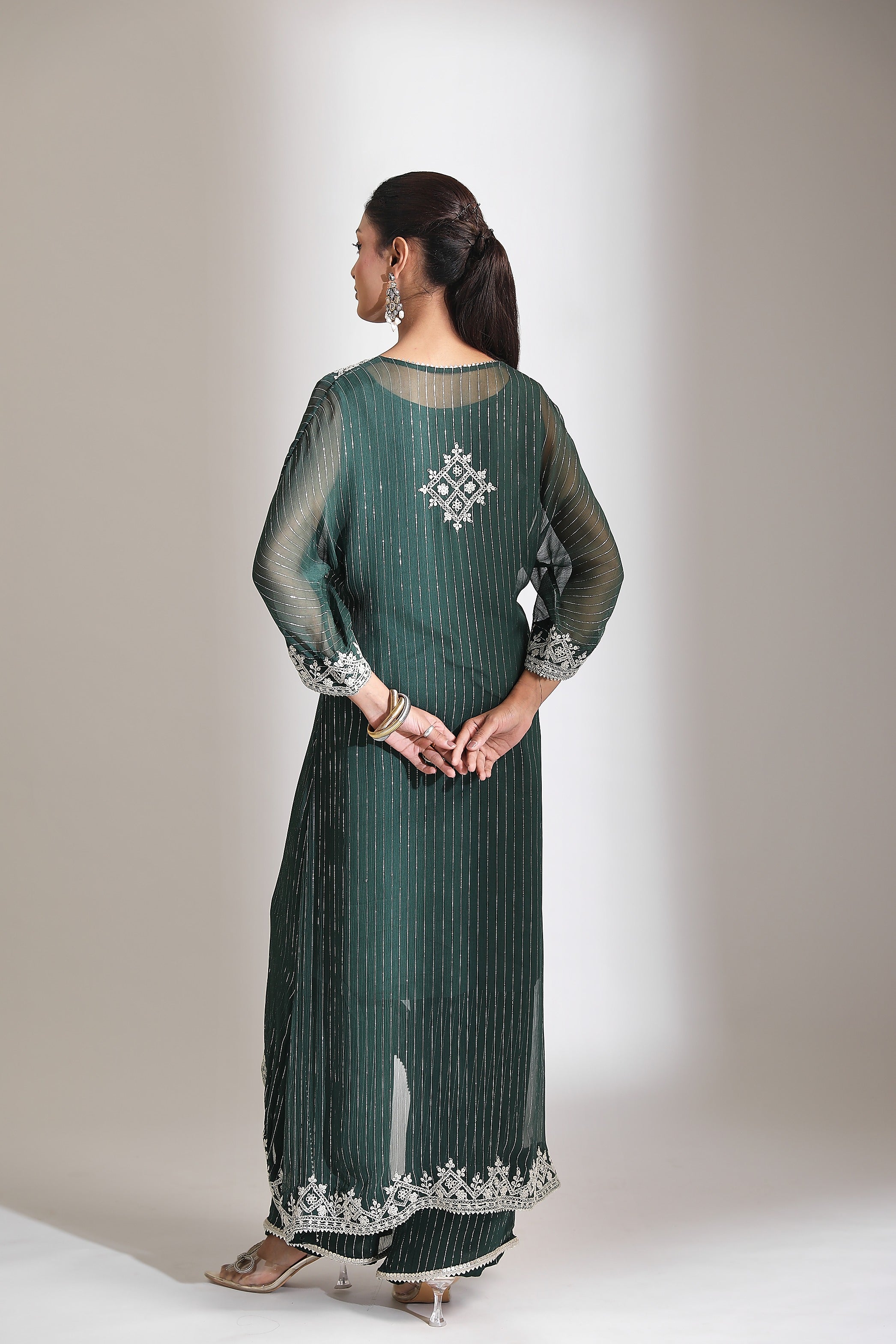 Green Embroidered Kaftaan Set