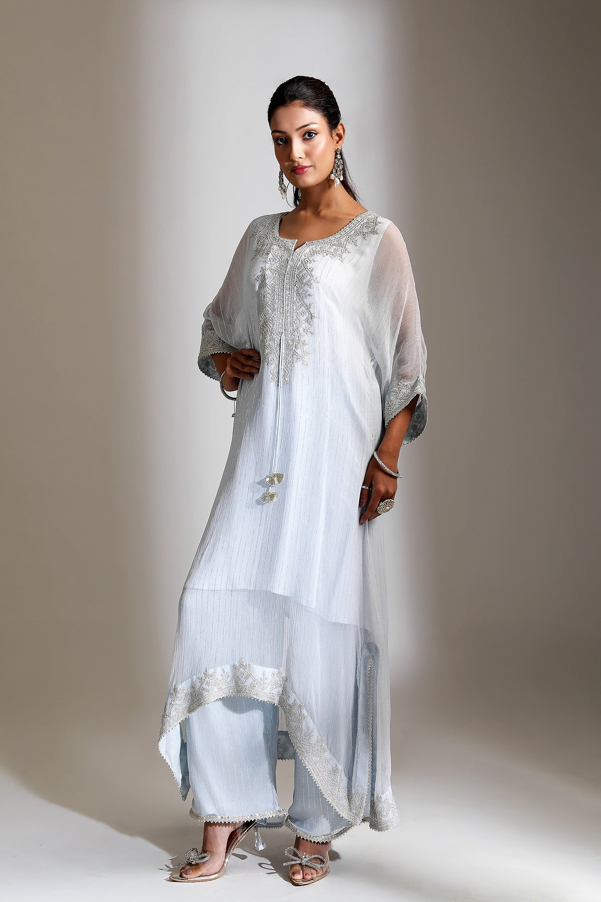 Blue Embroidered Kaftaan Set