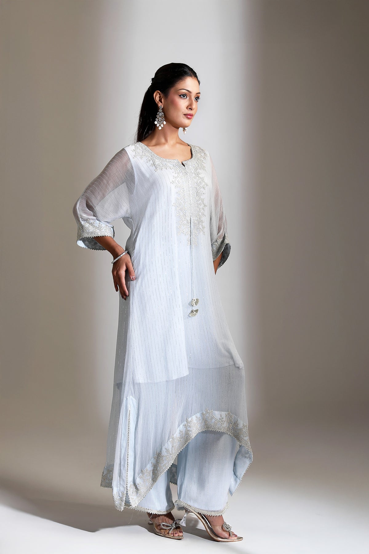 Blue Embroidered Kaftaan Set
