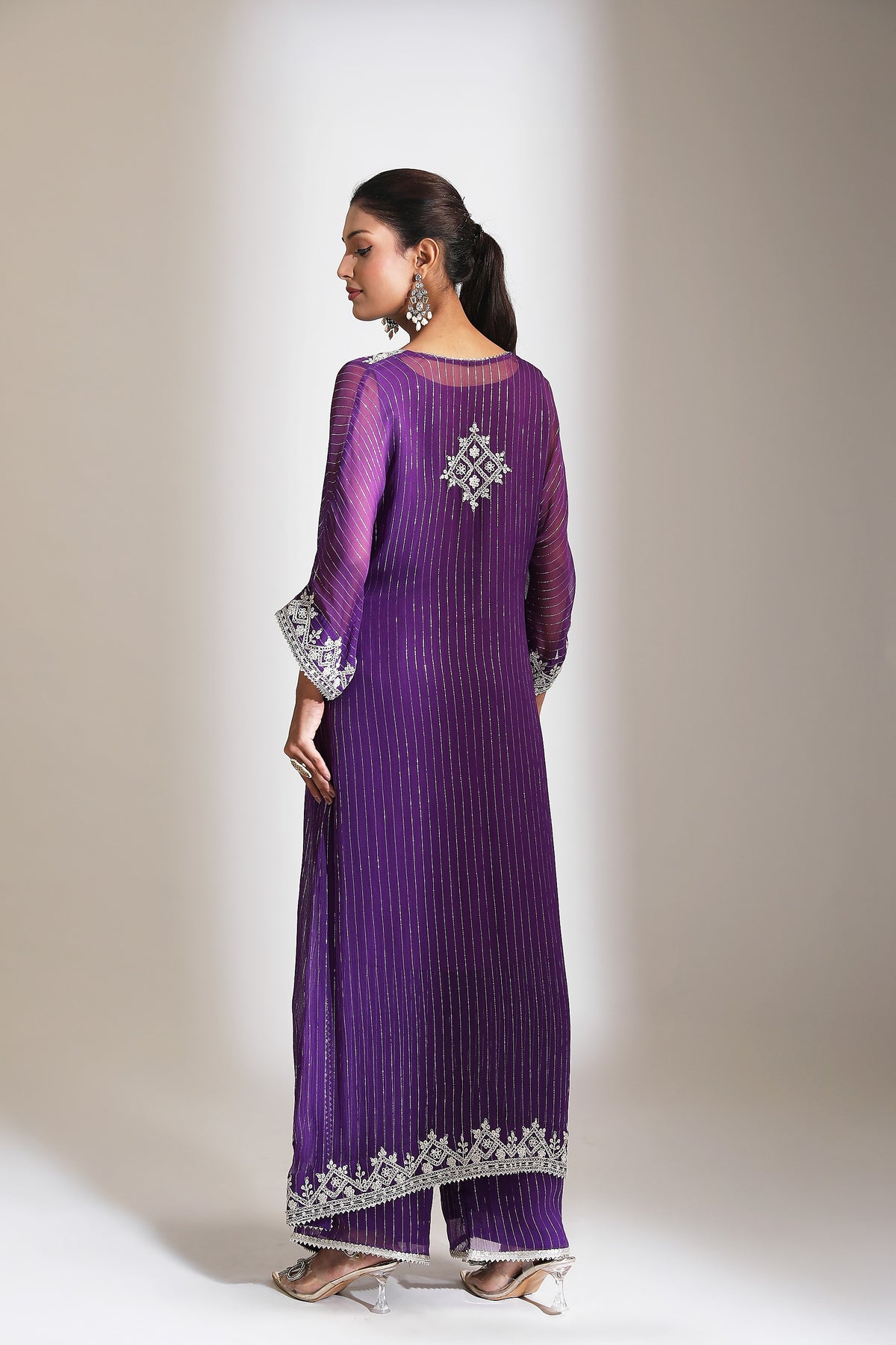 Purple Embroidered Kaftaan Set