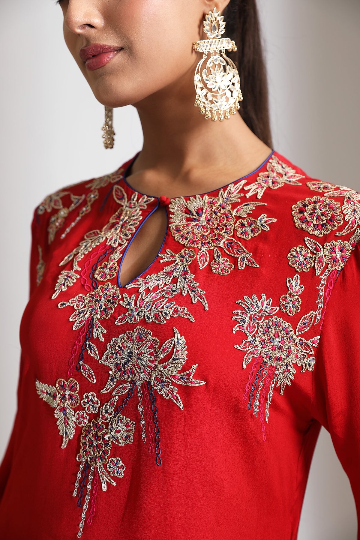 Red Embroidered Co-Ord Set