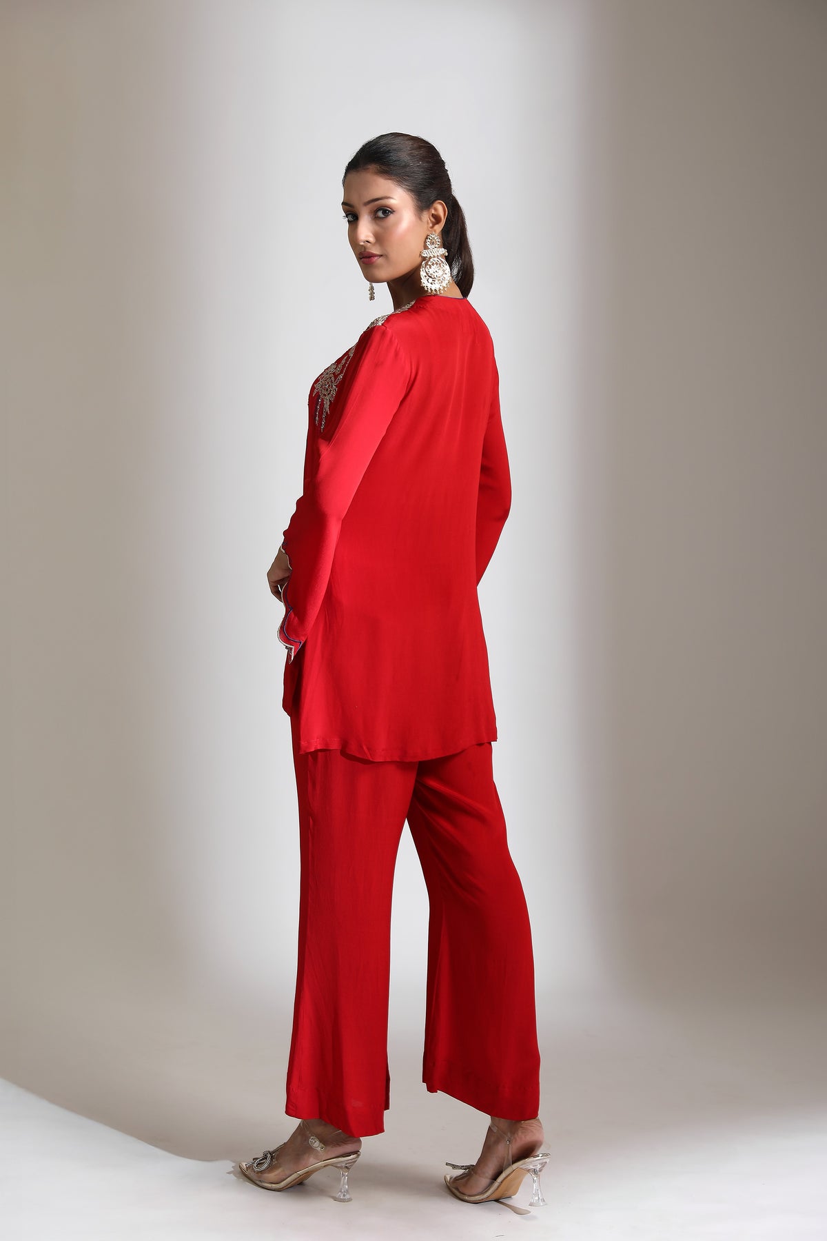 Red Embroidered Co-Ord Set