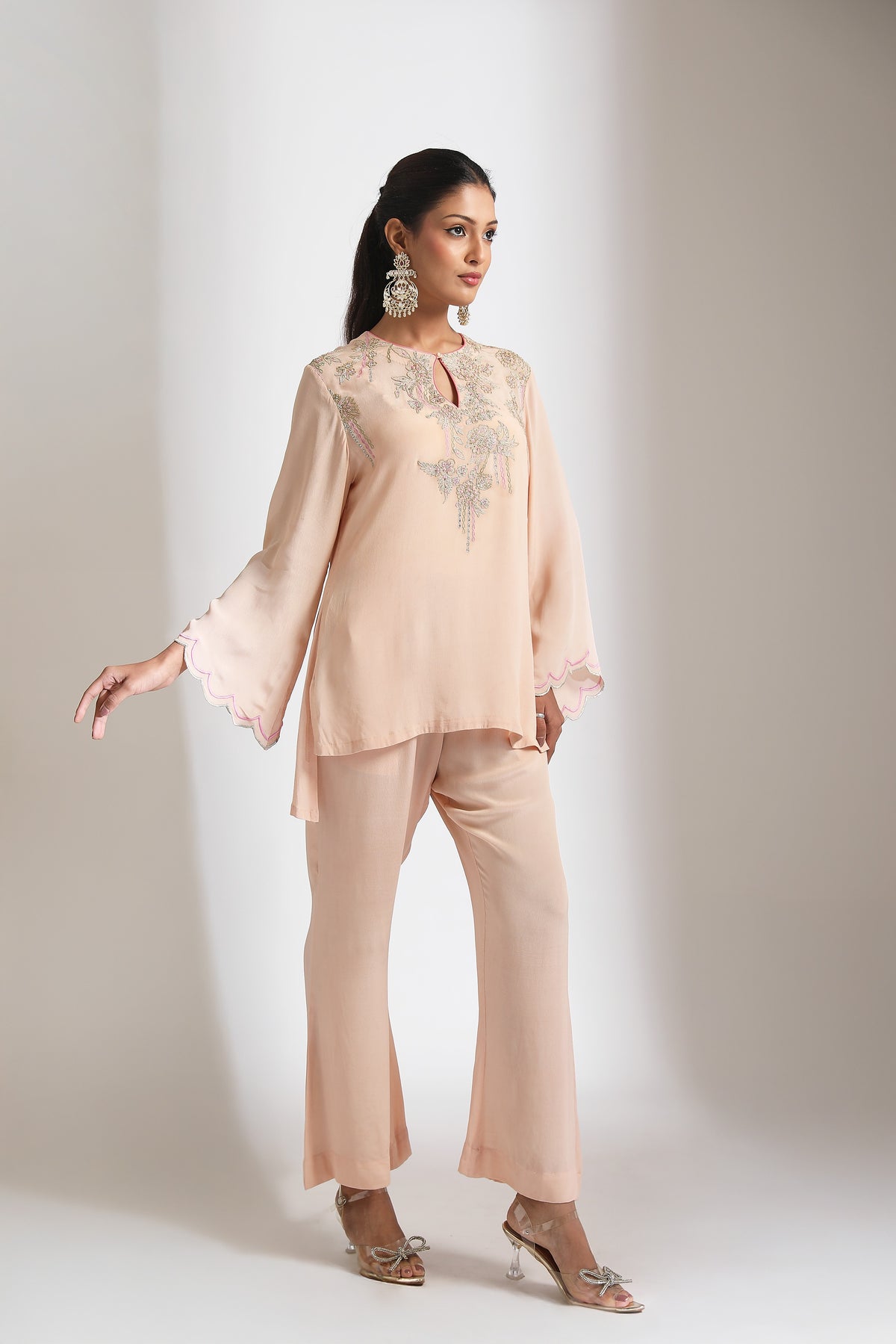 Peach Embroidered Co-Ord Set