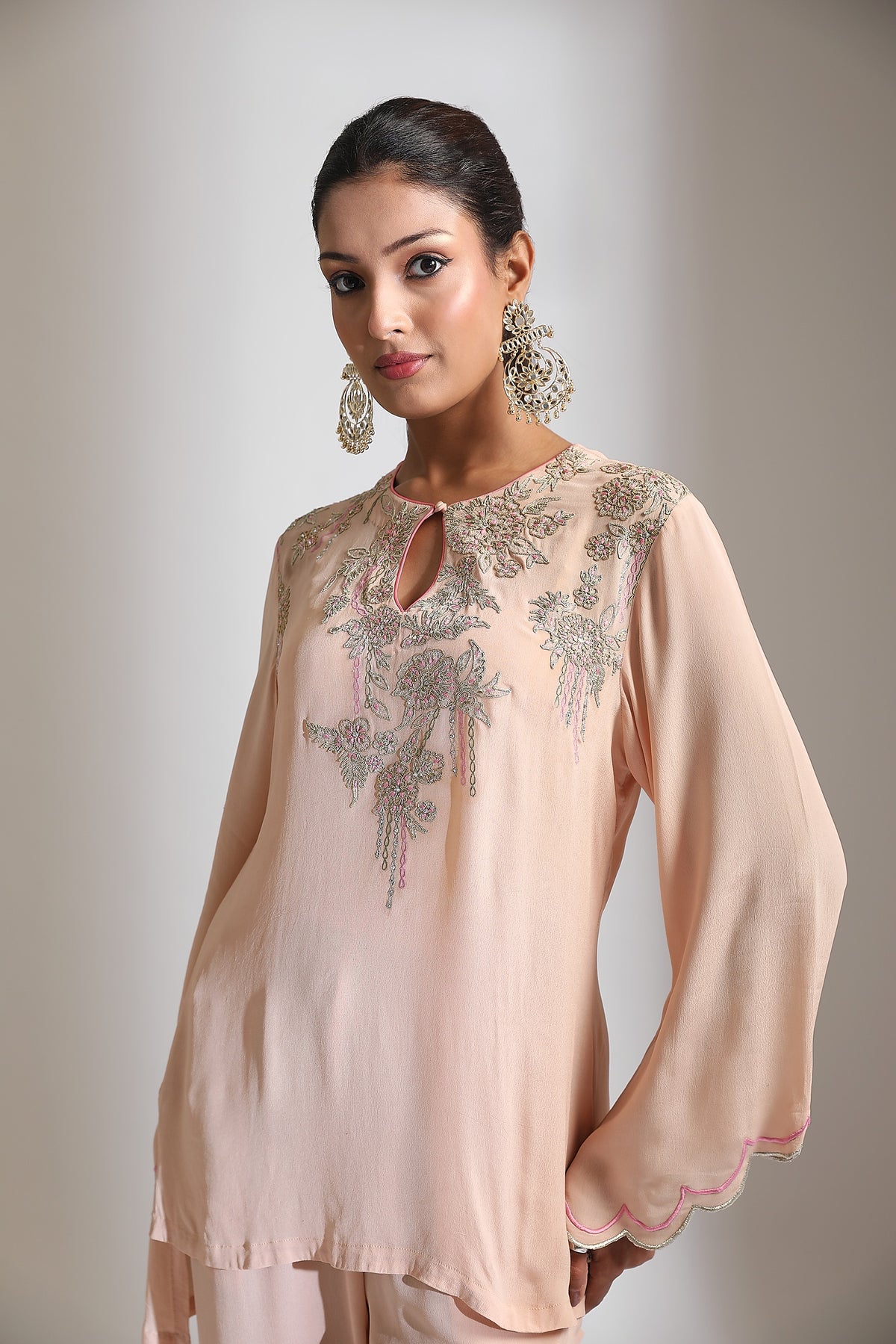Peach Embroidered Co-Ord Set