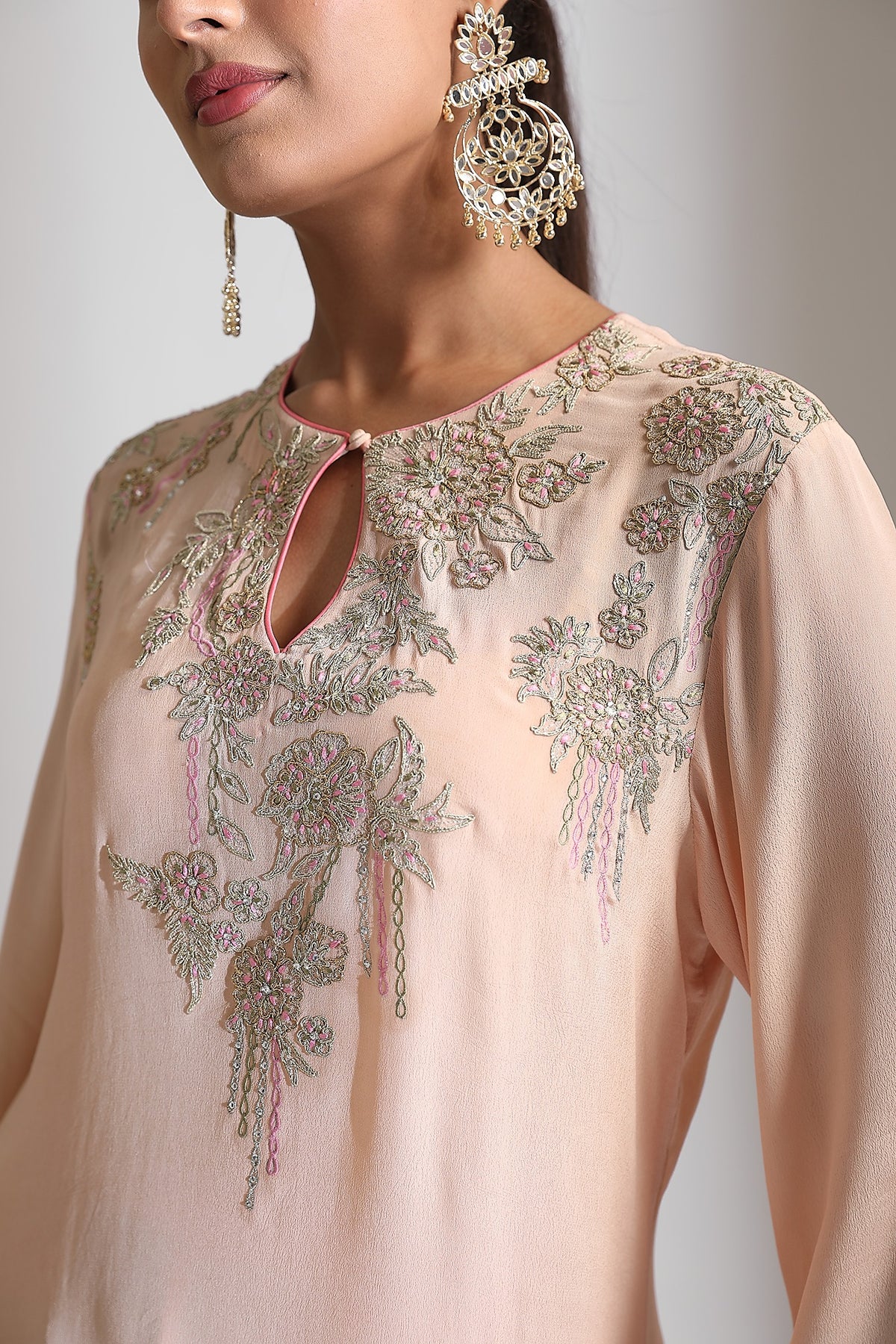 Peach Embroidered Co-Ord Set