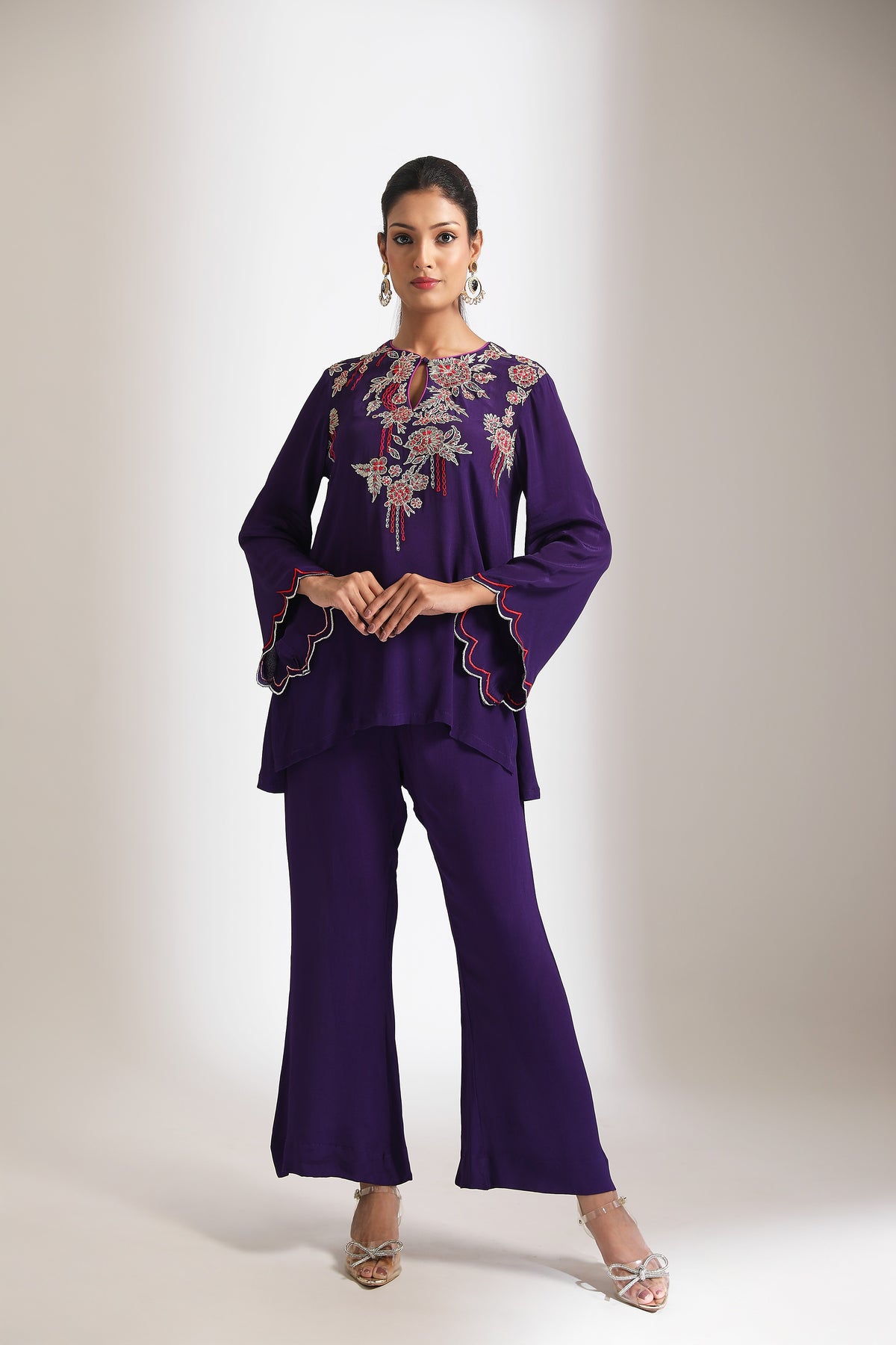 Purple Embroidered Co-Ord Set