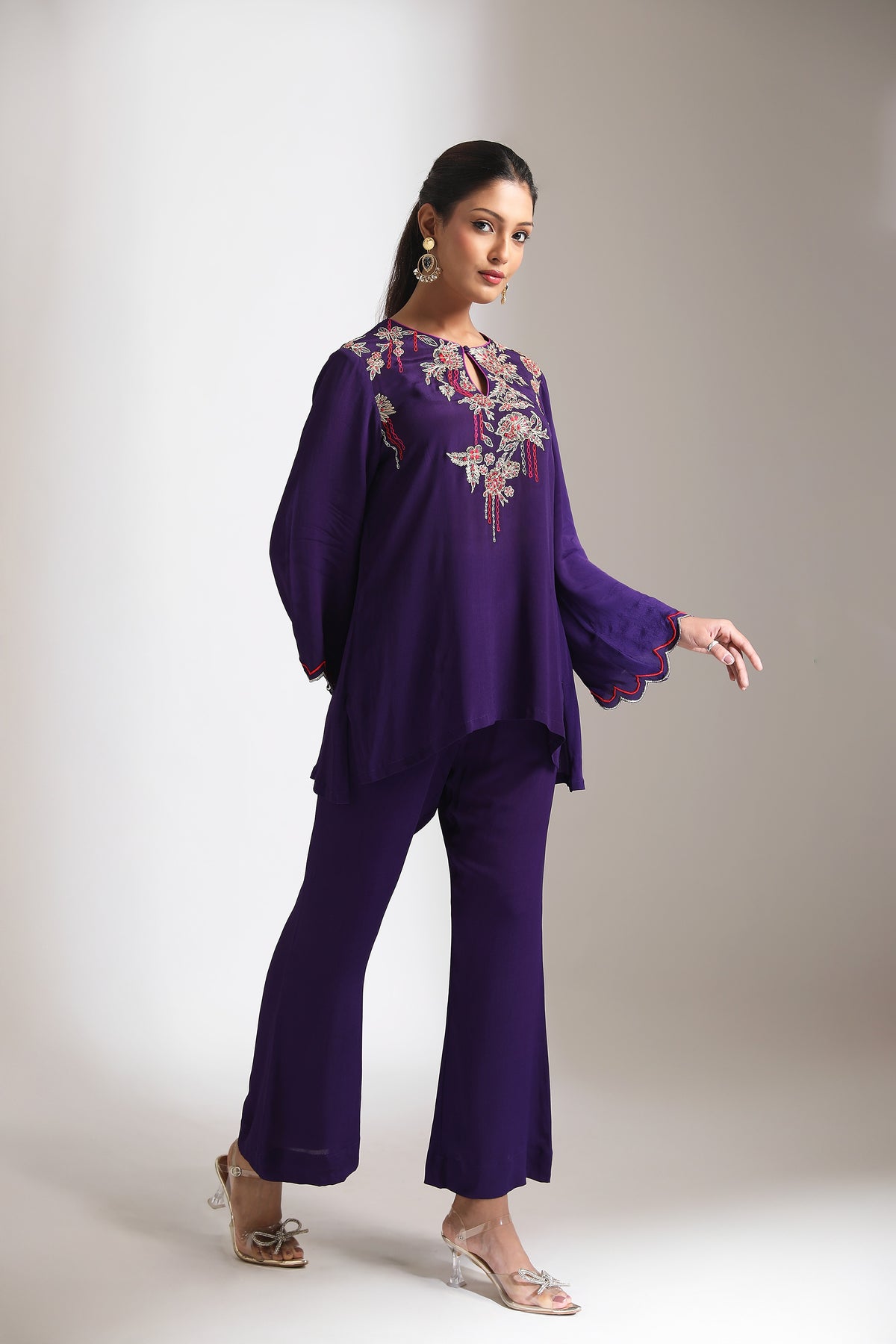 Purple Embroidered Co-Ord Set