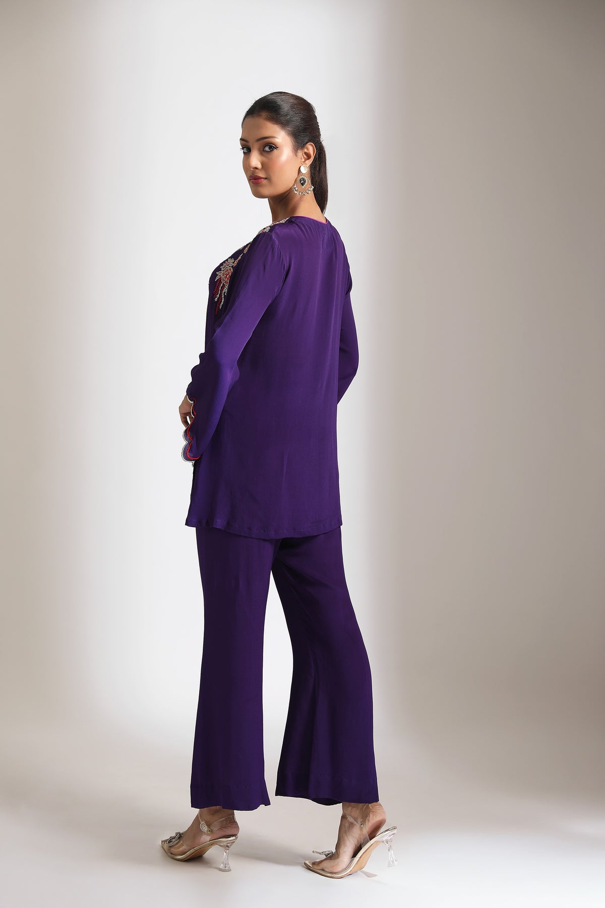 Purple Embroidered Co-Ord Set