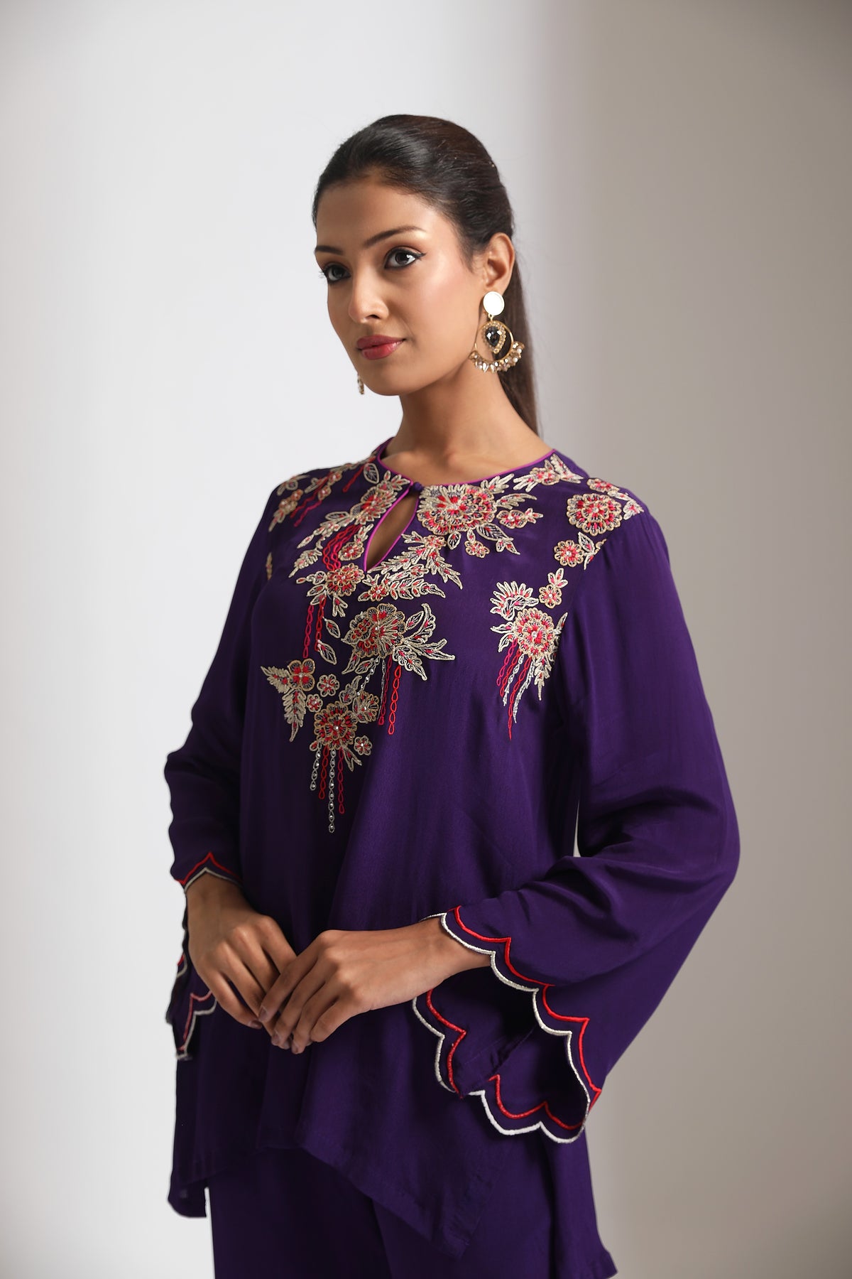 Purple Embroidered Co-Ord Set
