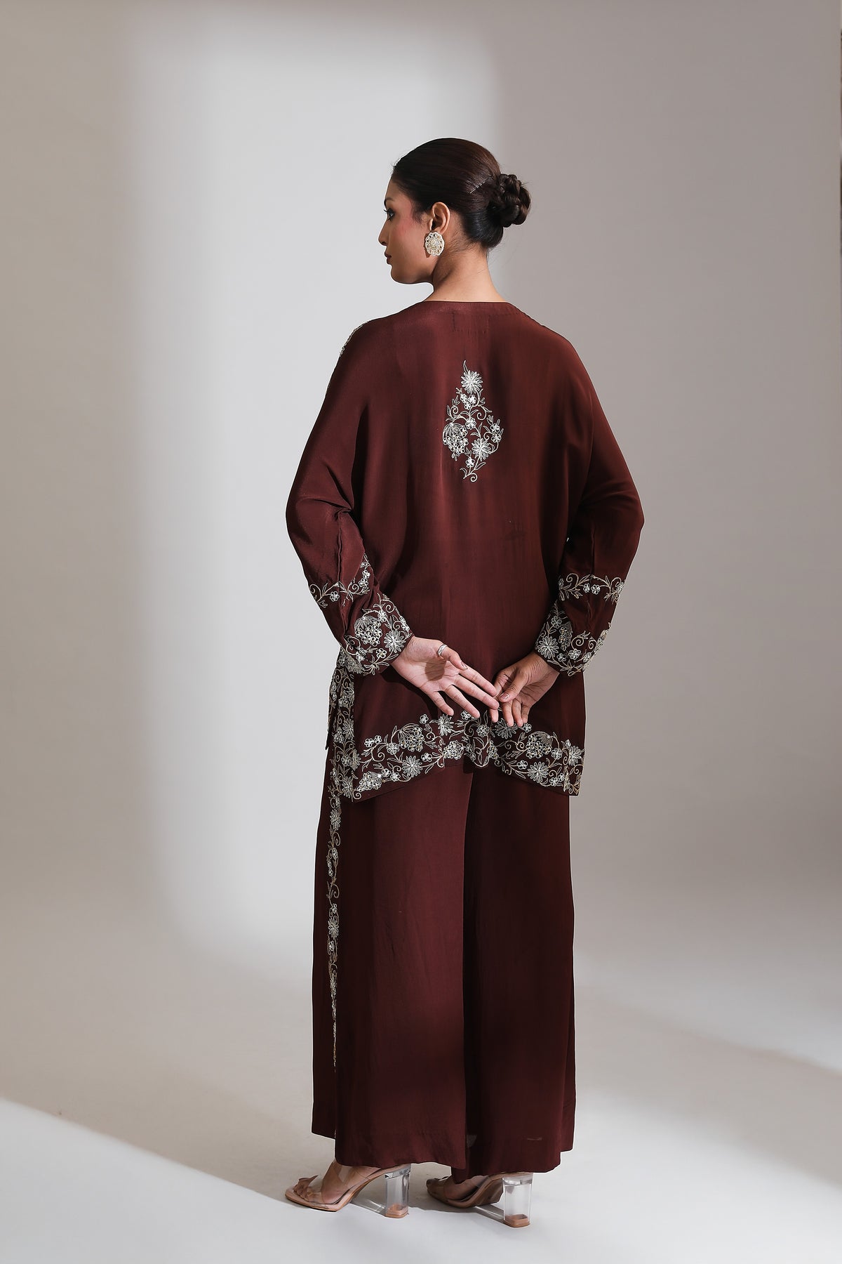 Brown Embroidered Co-Ord Set of 2