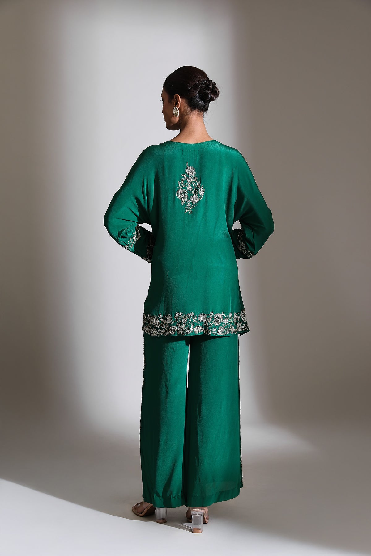 Emerald Green Embroidered Co-Ord Set of 2