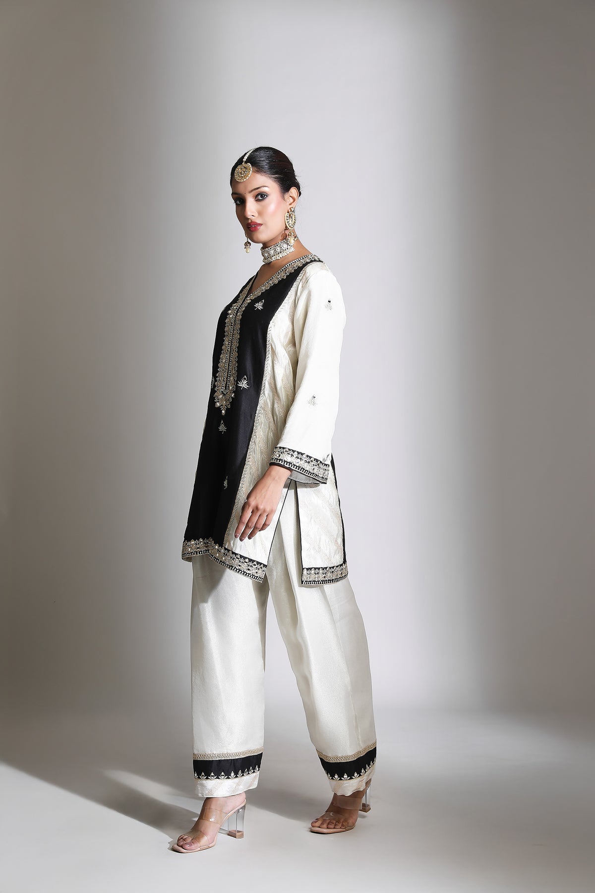 Black Ivory Mirror Embroidered Kurta  Set of 3